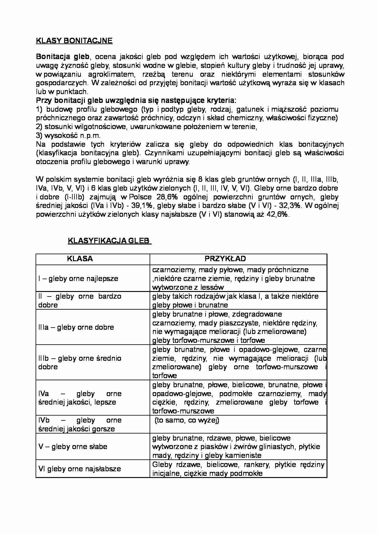 Klasy bonitacjne i klasyfikacja gleb - strona 1