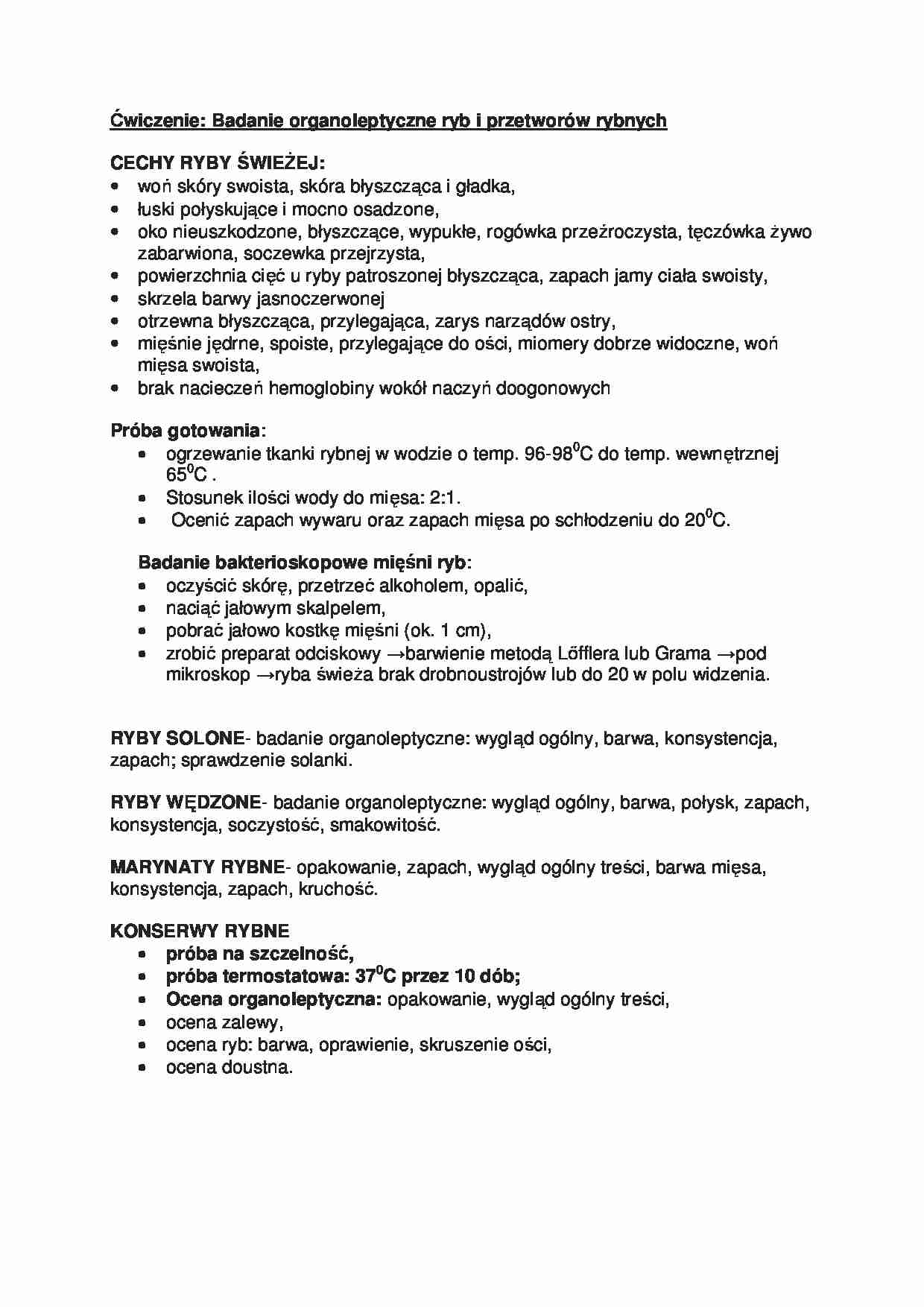 Badanie organoleptyczne ryb i przetworów rybnych - strona 1