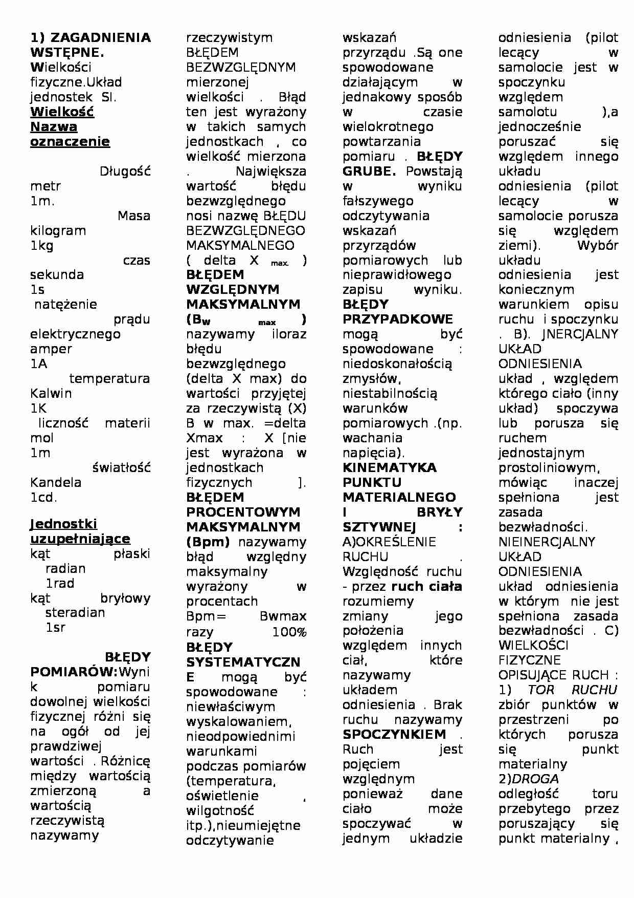 Błędy pomiarów i kinematyka - strona 1