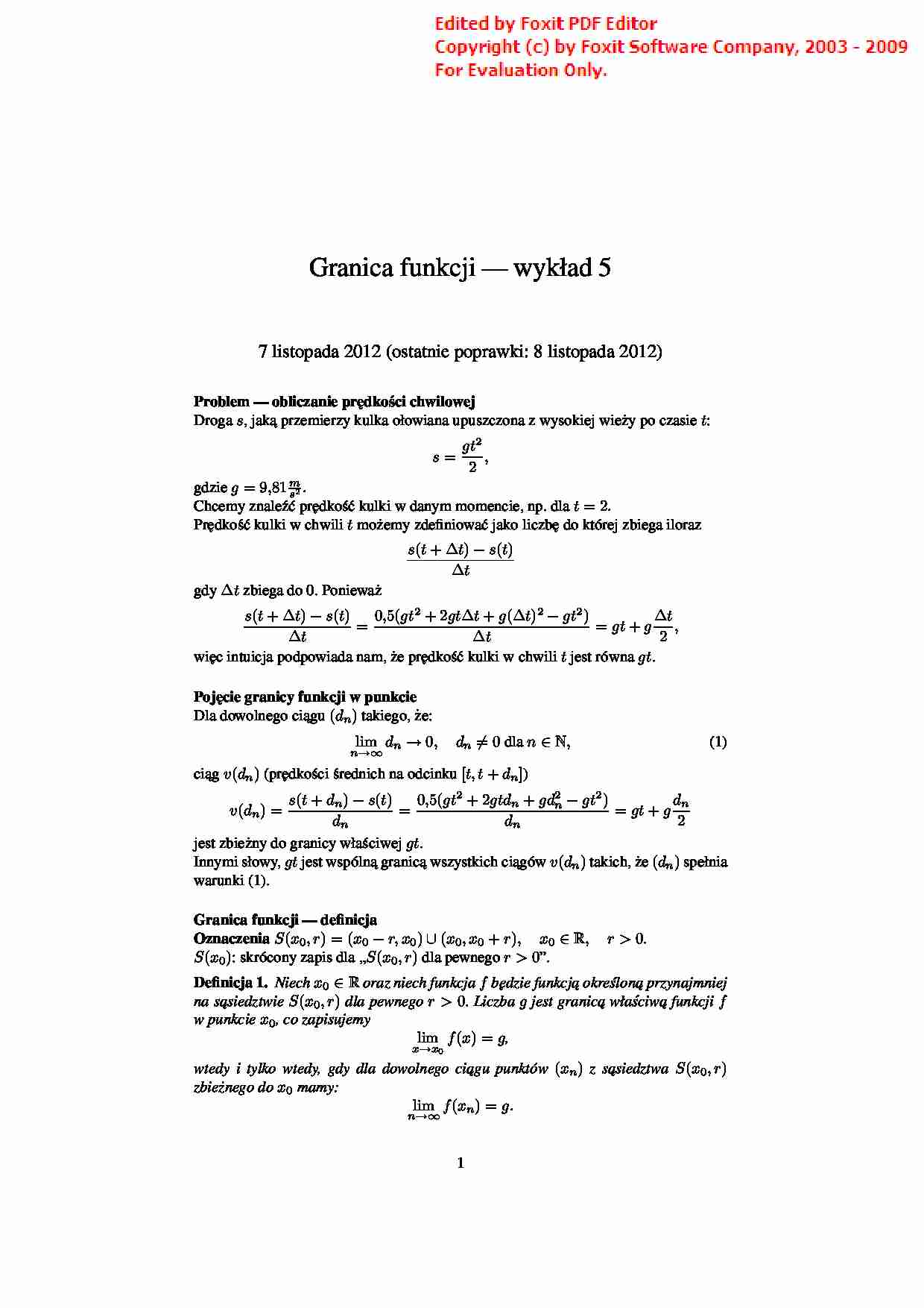 Granica funkcji - strona 1
