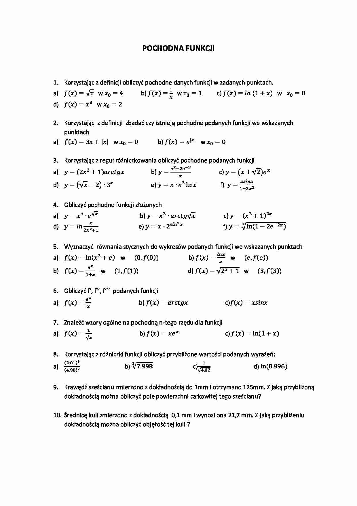 Pochodna funkcji dla technologii żywności i żywienia - strona 1
