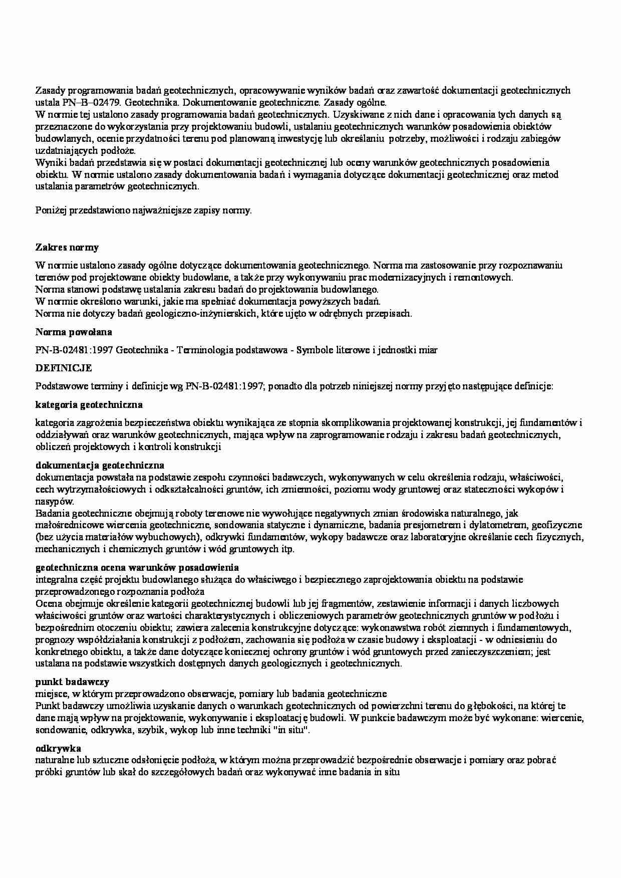 Zasady dokumentowania geotechnicznego - strona 1
