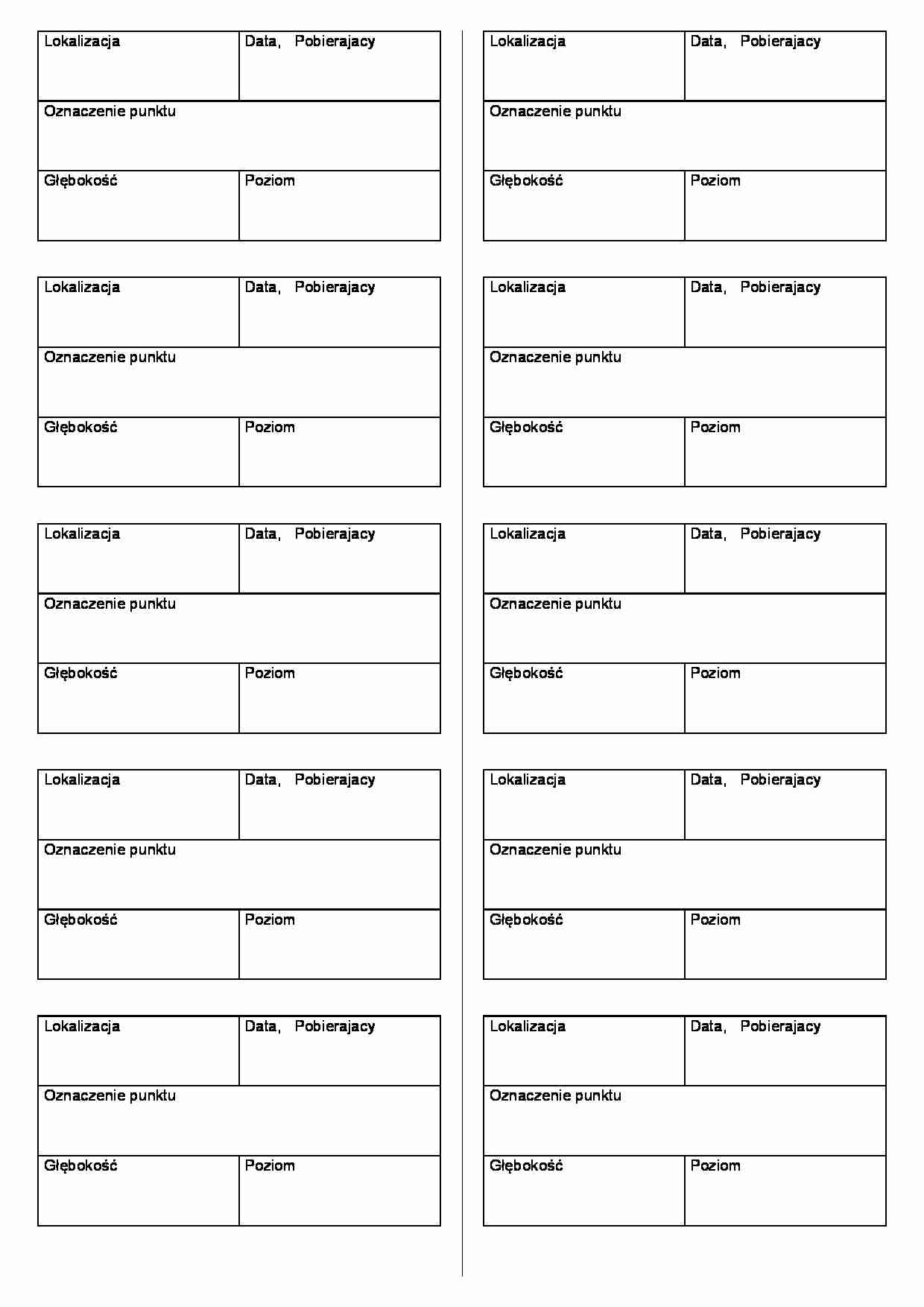 Metryka próbki - strona 1