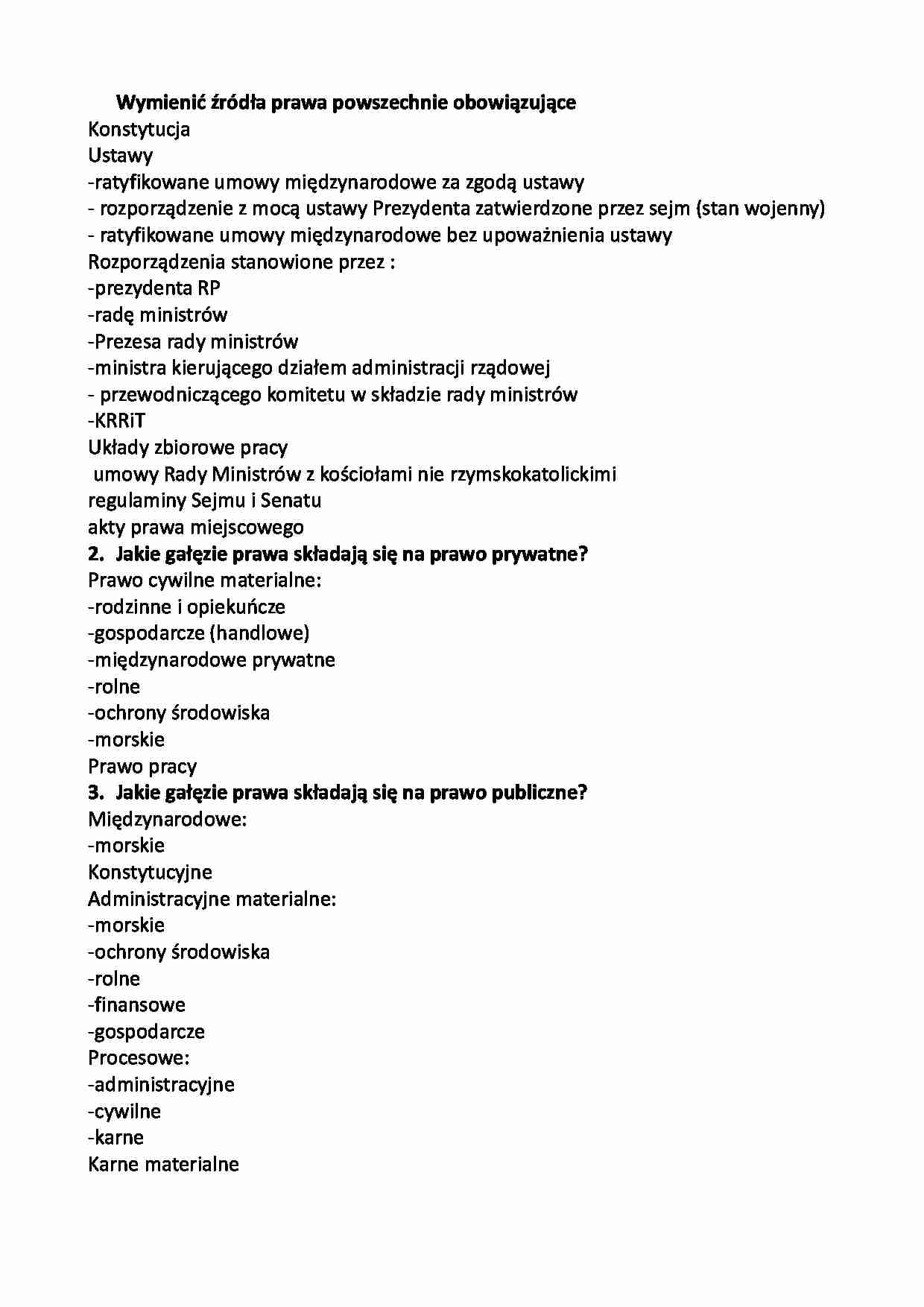 Źródła prawa i gałęzie prywatne - strona 1