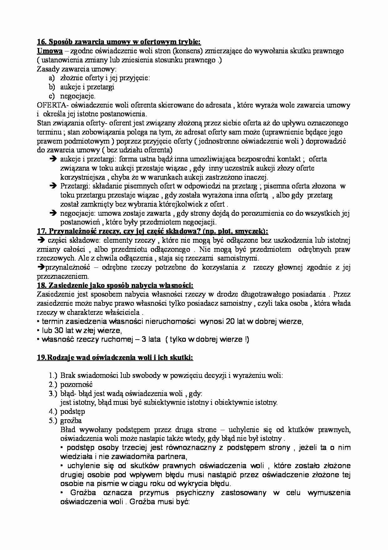 Przynależność rzeczy oraz sposób zawarcia umowy - strona 1