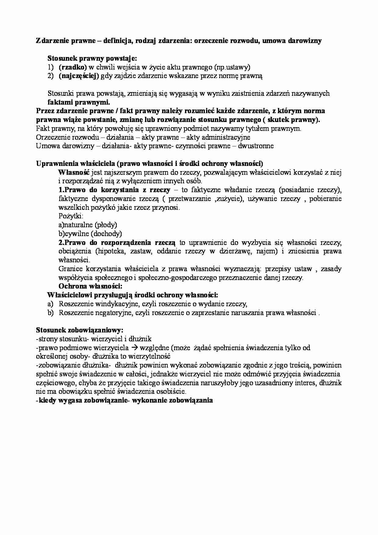 Zdarzenie prawne i uprawnienie właściciela - strona 1