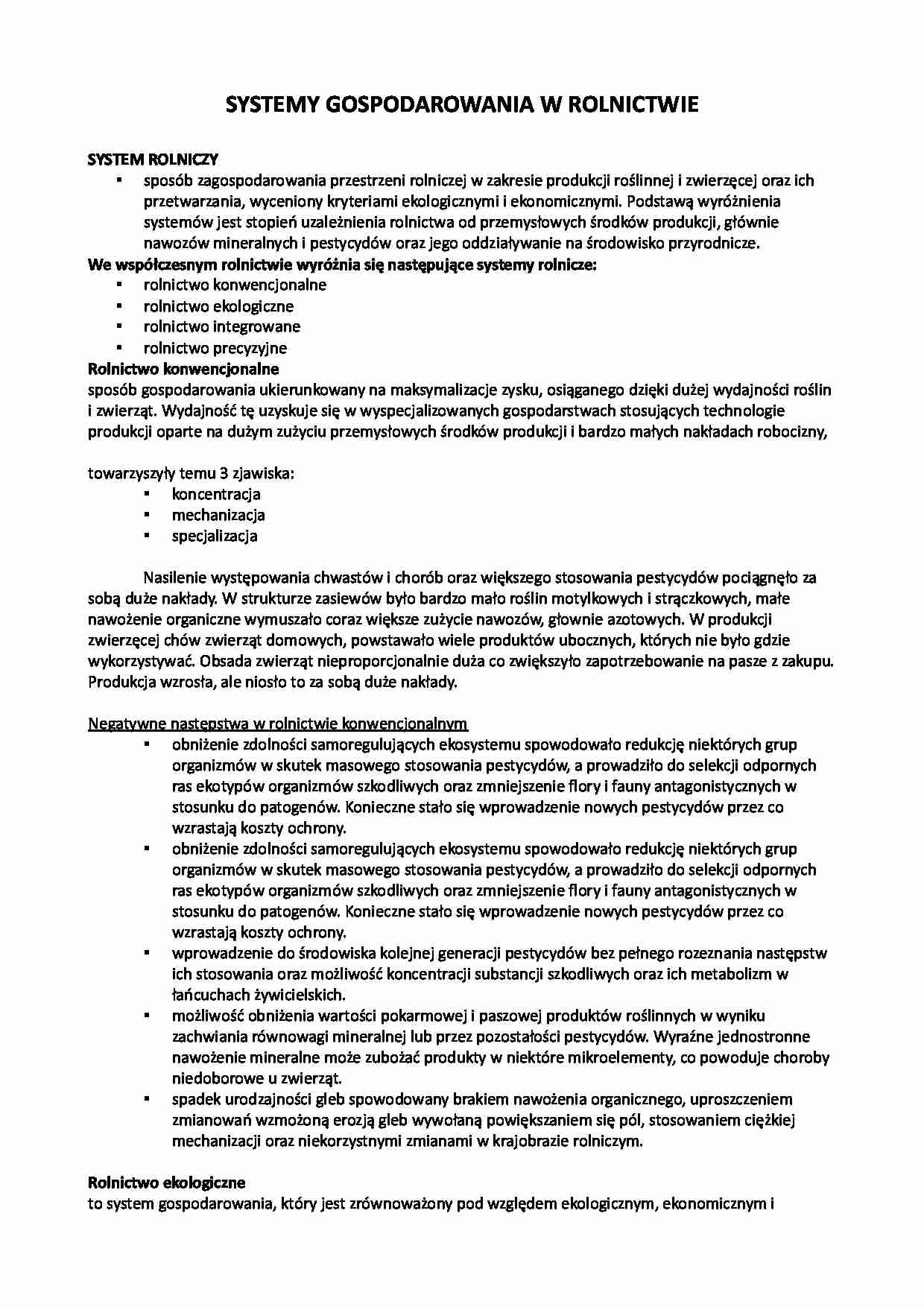 Systemy gospodarowania w rolnictwie - strona 1