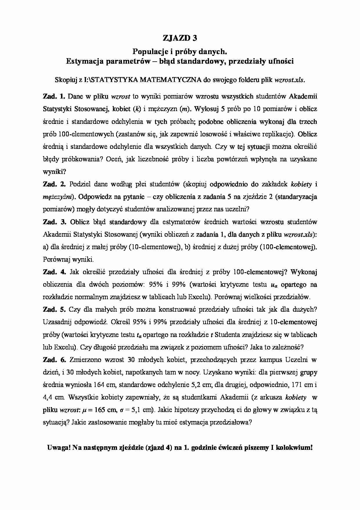 Populacje i próby danych - strona 1