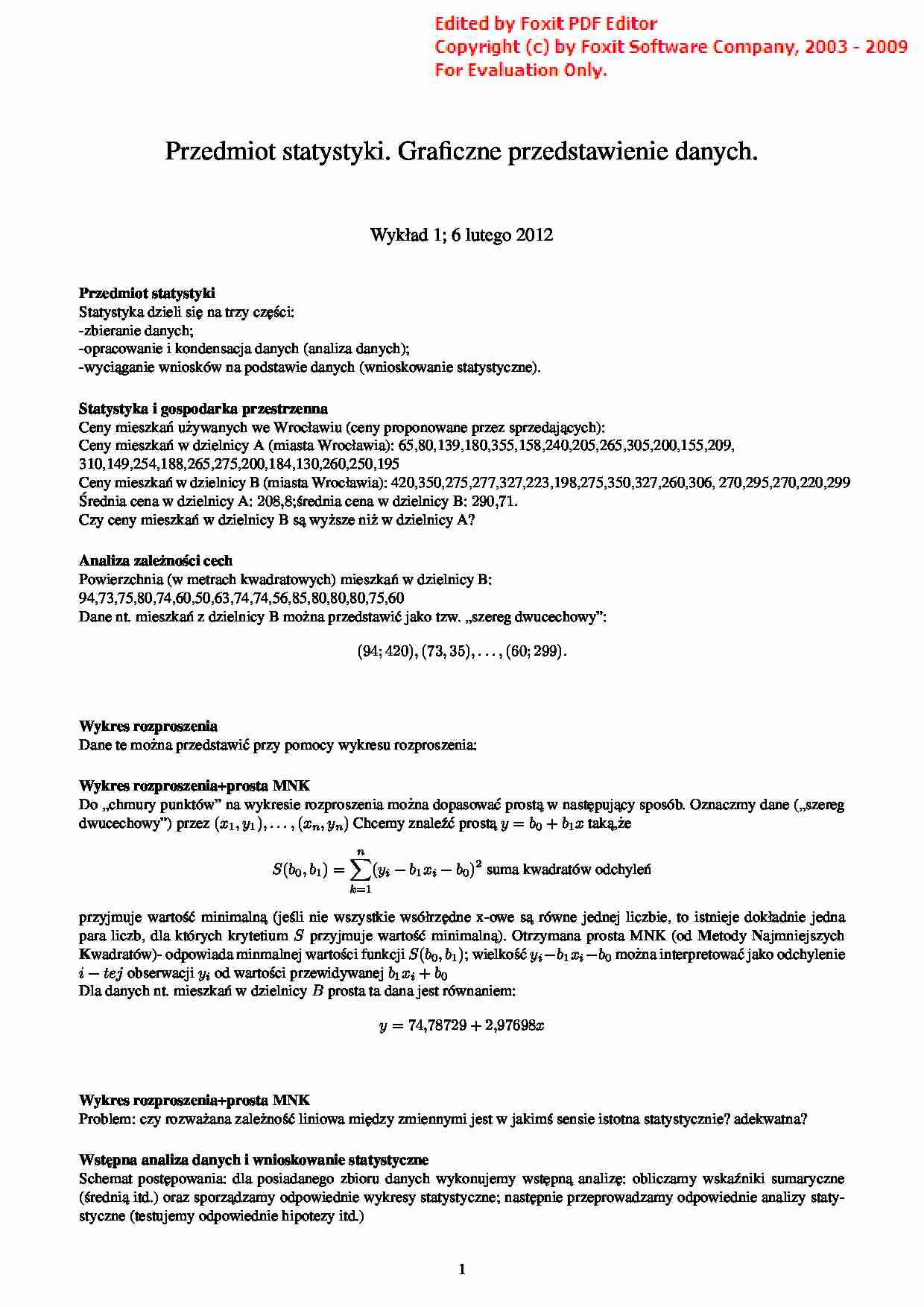 Przedmiot statystyki. Graficzne przedstawienie danych - strona 1