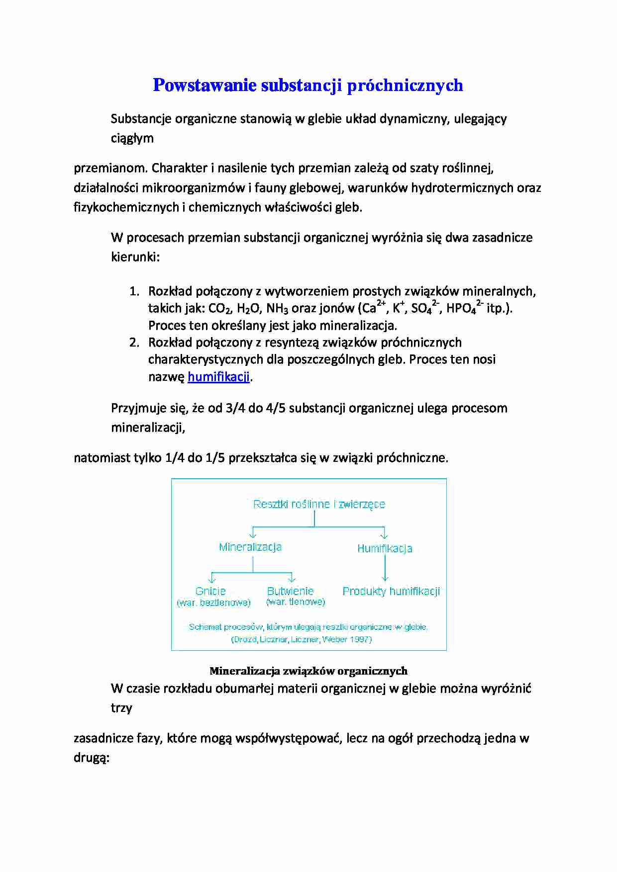 Powstawanie substancji próchnicznych - strona 1