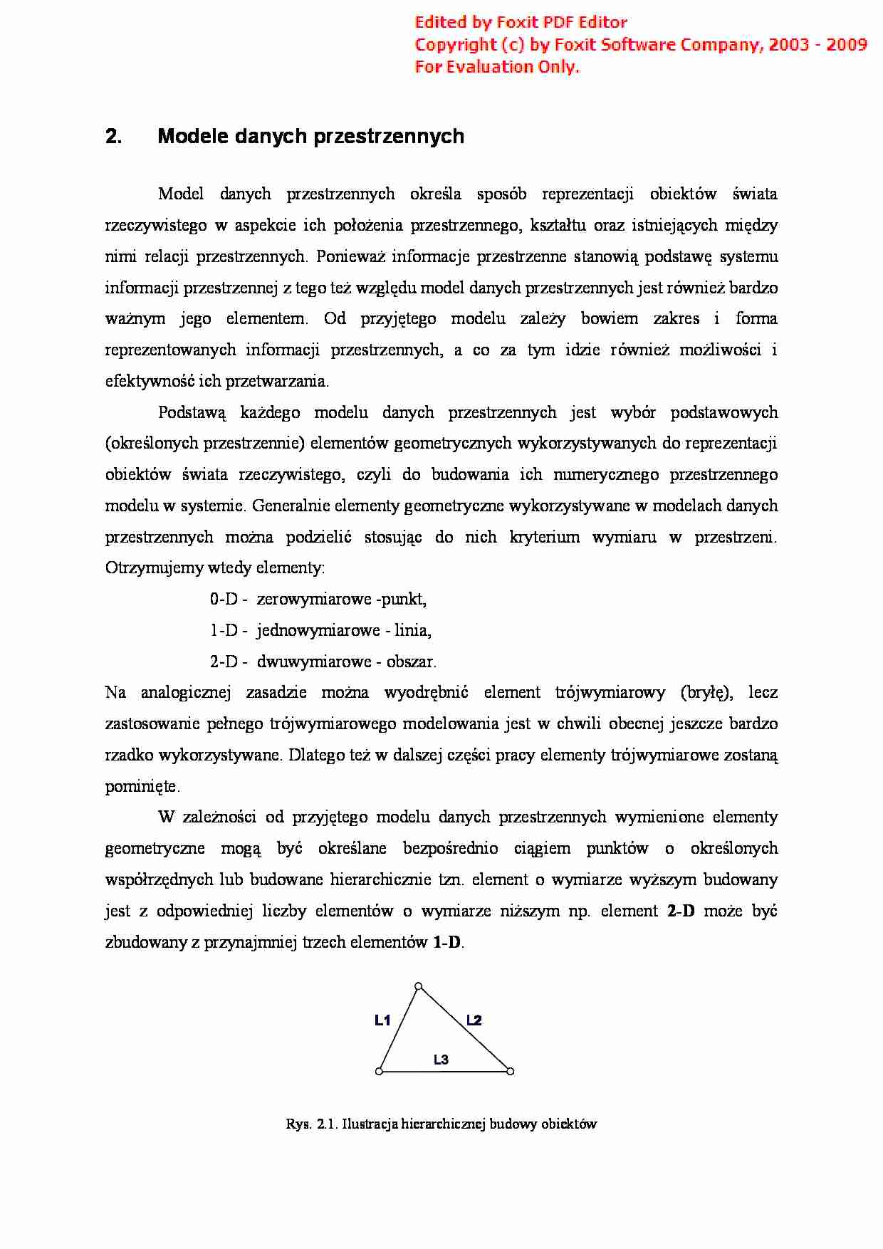 System informacji przestrzennej - notatki z wykładu 2: modele danych przestrzennych - strona 1