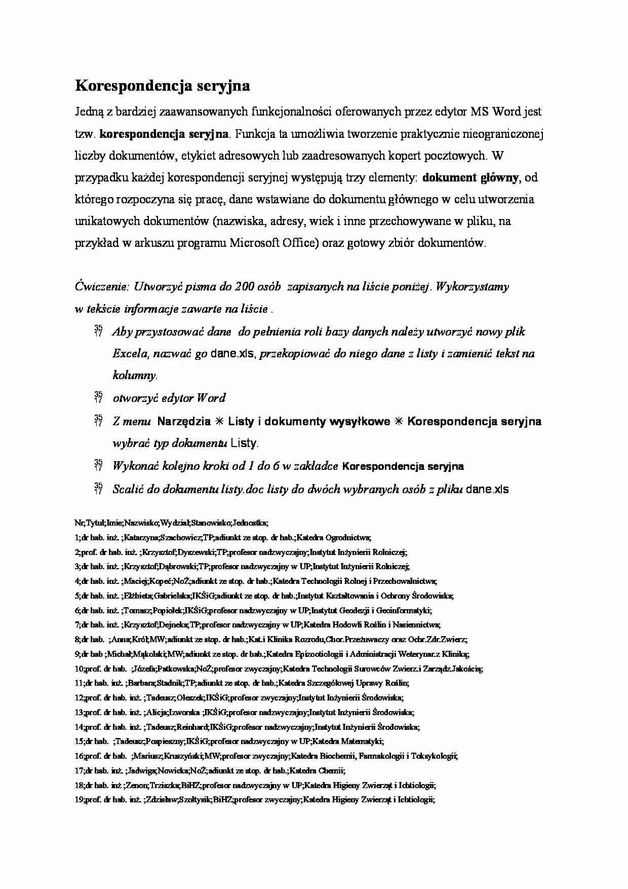 Korespondenja seryjna - strona 1