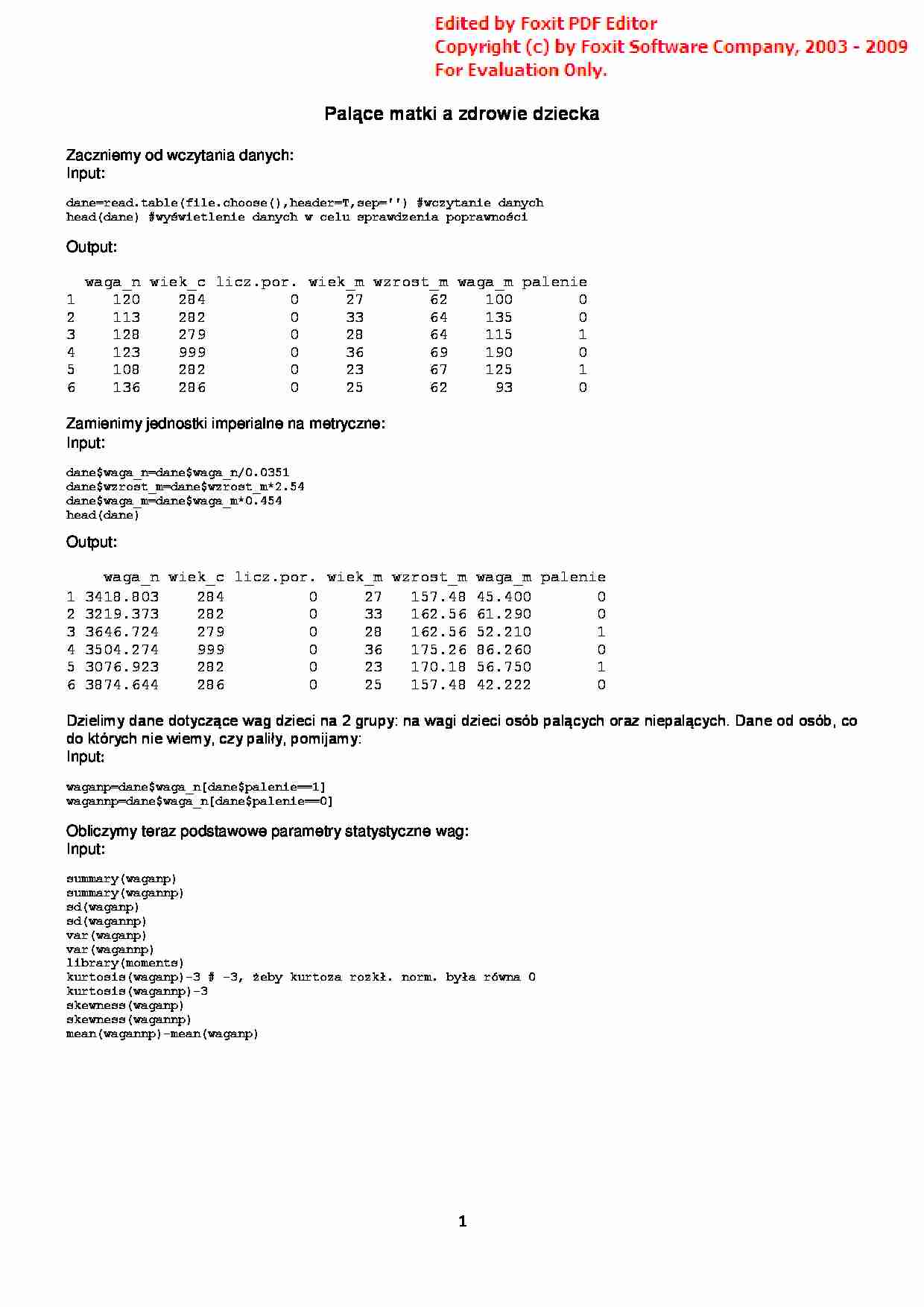 Raport o noworodkach - strona 1