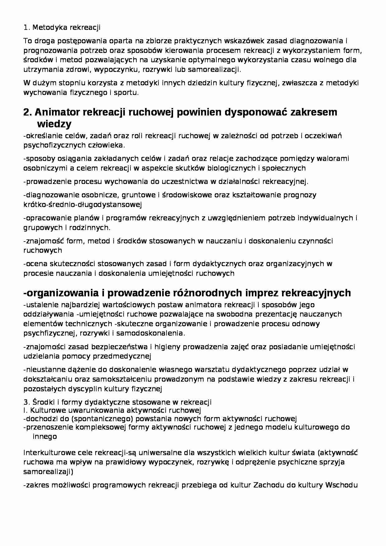 Metodyka rekreacji - strona 1