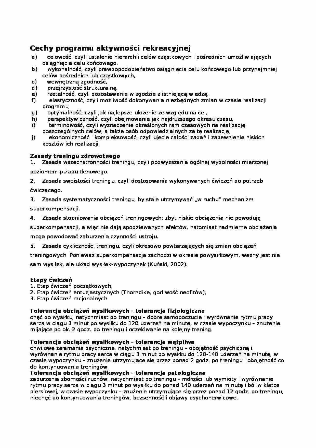 Cechy programu aktywności rekreacyjnej - strona 1