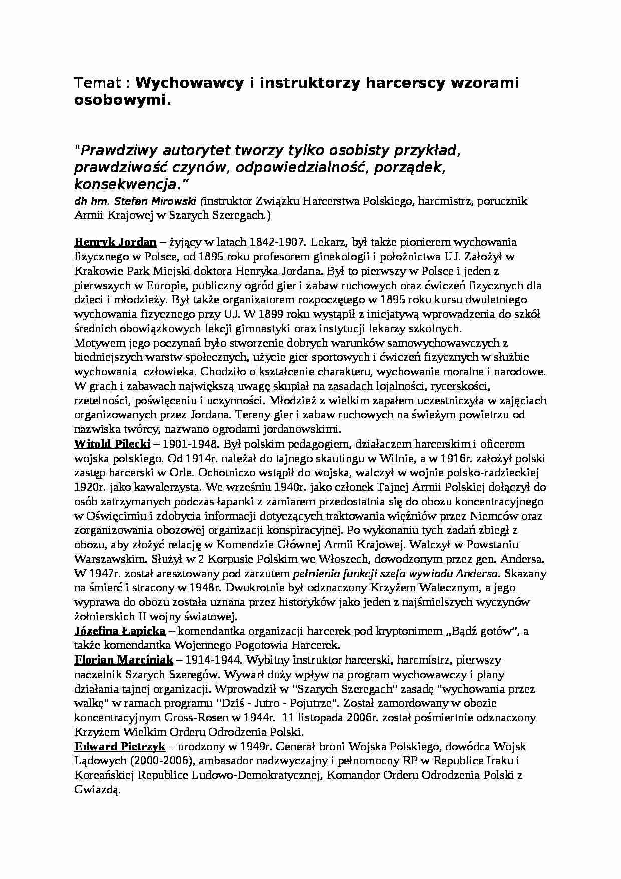 Wychowawcy i instruktorzy harcerscy wzorami osobowymi - strona 1