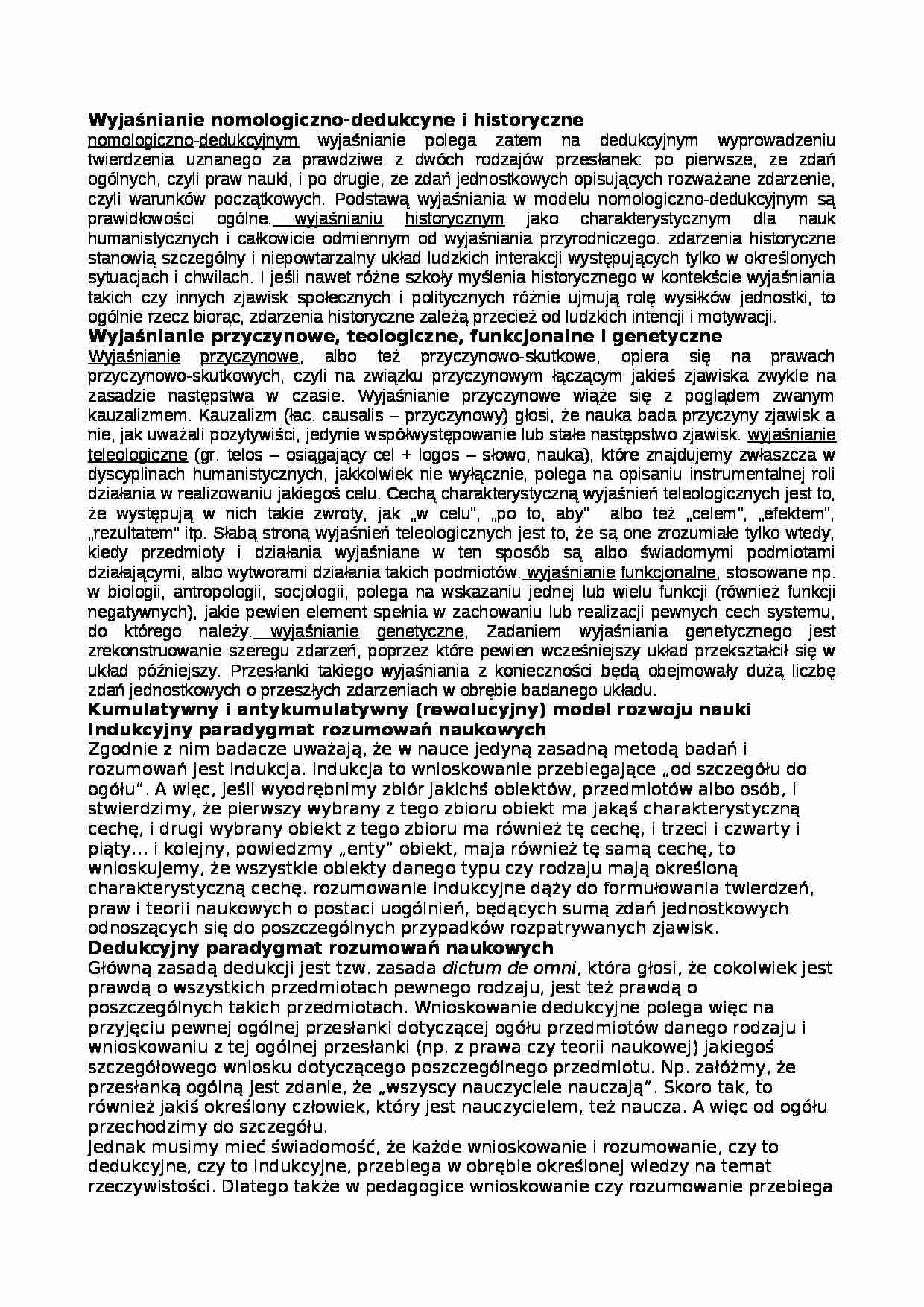 Wyjaśnianie nomologiczno-dedukcyne i historyczne - strona 1