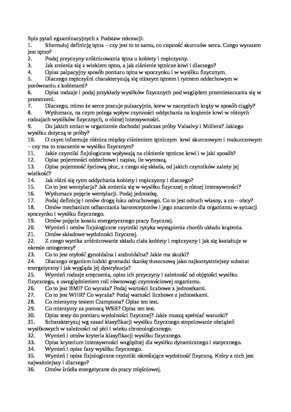 Podstawy rekreacji-pytania na egzamin - strona 1