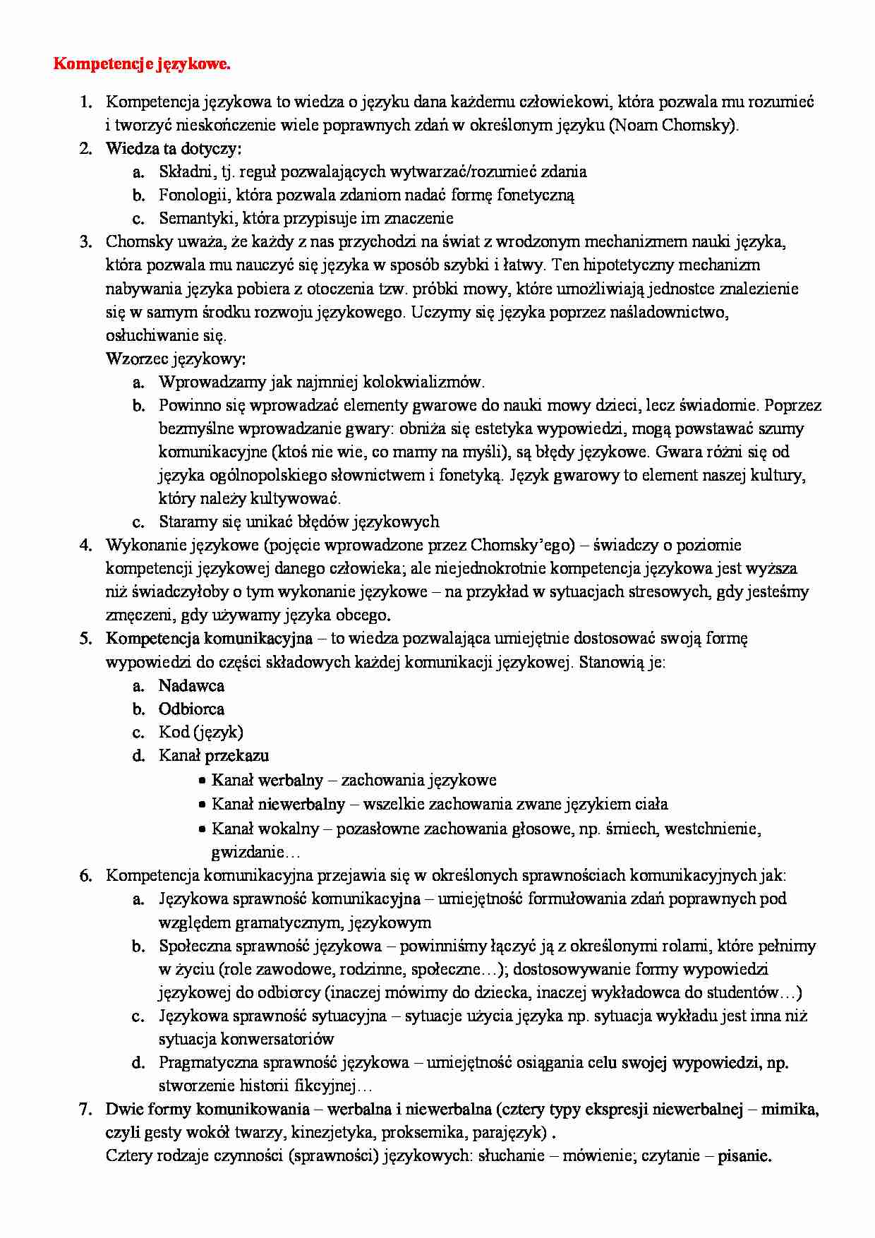 Kompetencje językowe - strona 1