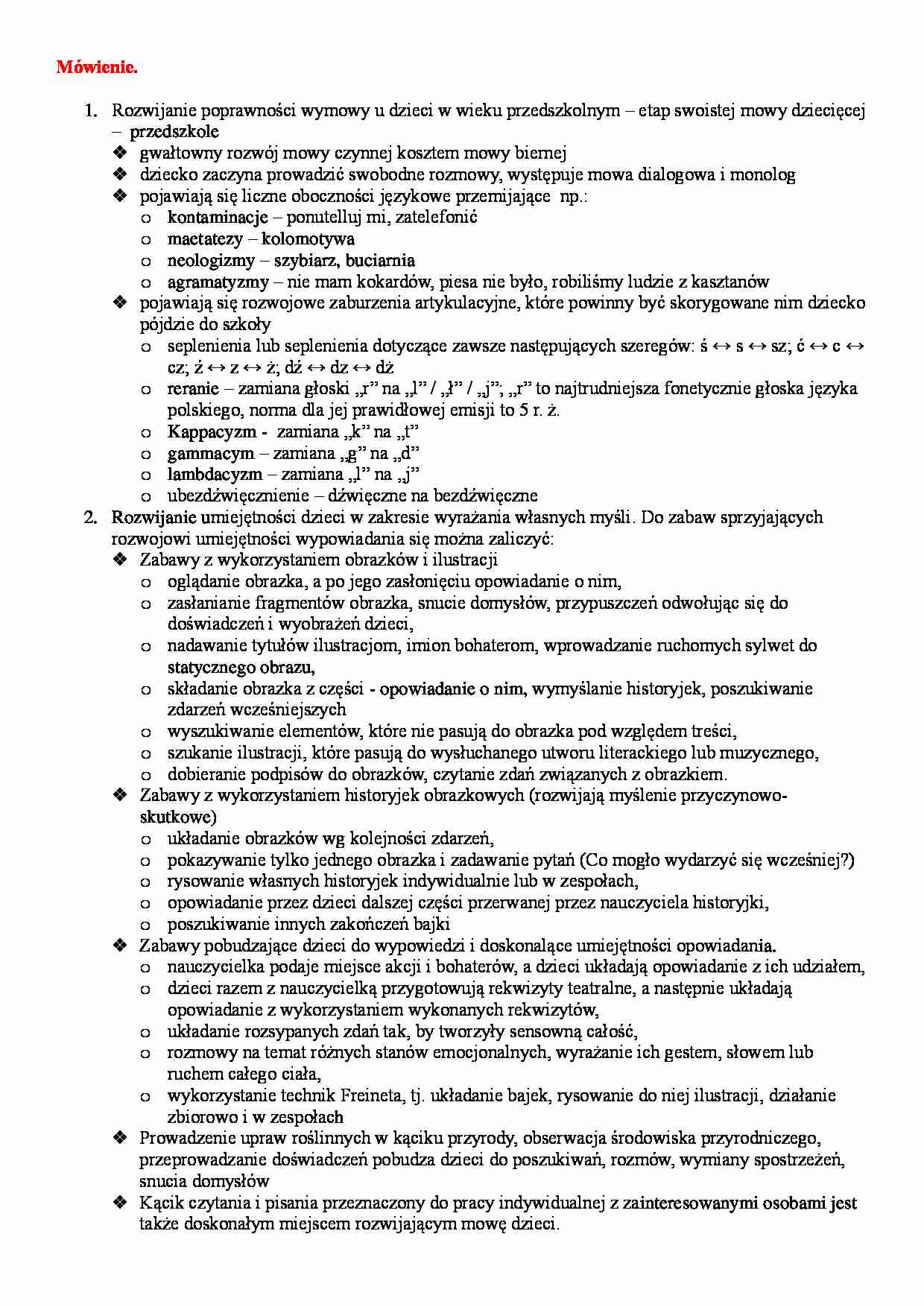 Mówienie-sprawność wymowy u dzieci - strona 1