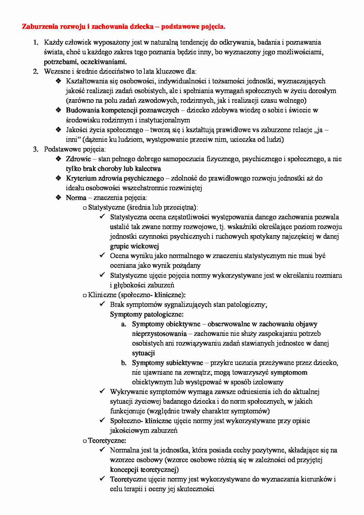 Zaburzenia rozwoju i zachowania dziecka - podstawowe pojęcia - strona 1