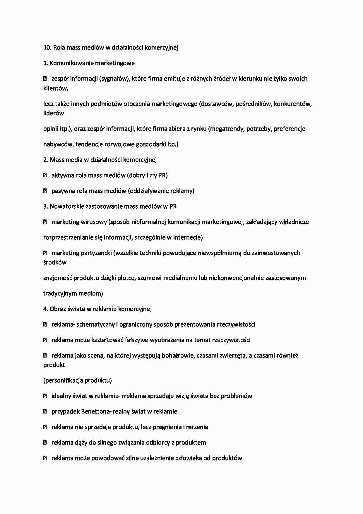 Rola mass mediów w działalności komercyjnej - strona 1