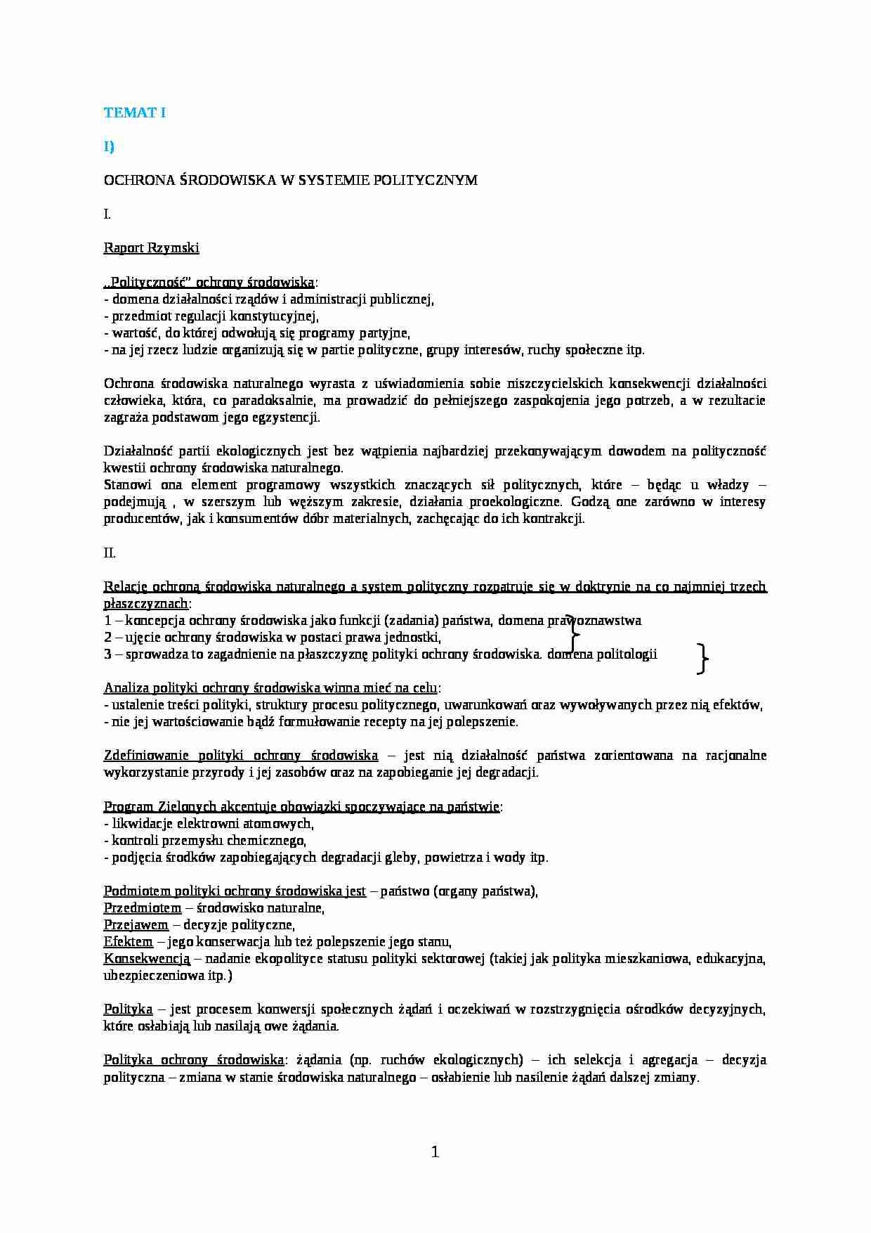 Ochrona środowiska w systemie politycznym - strona 1