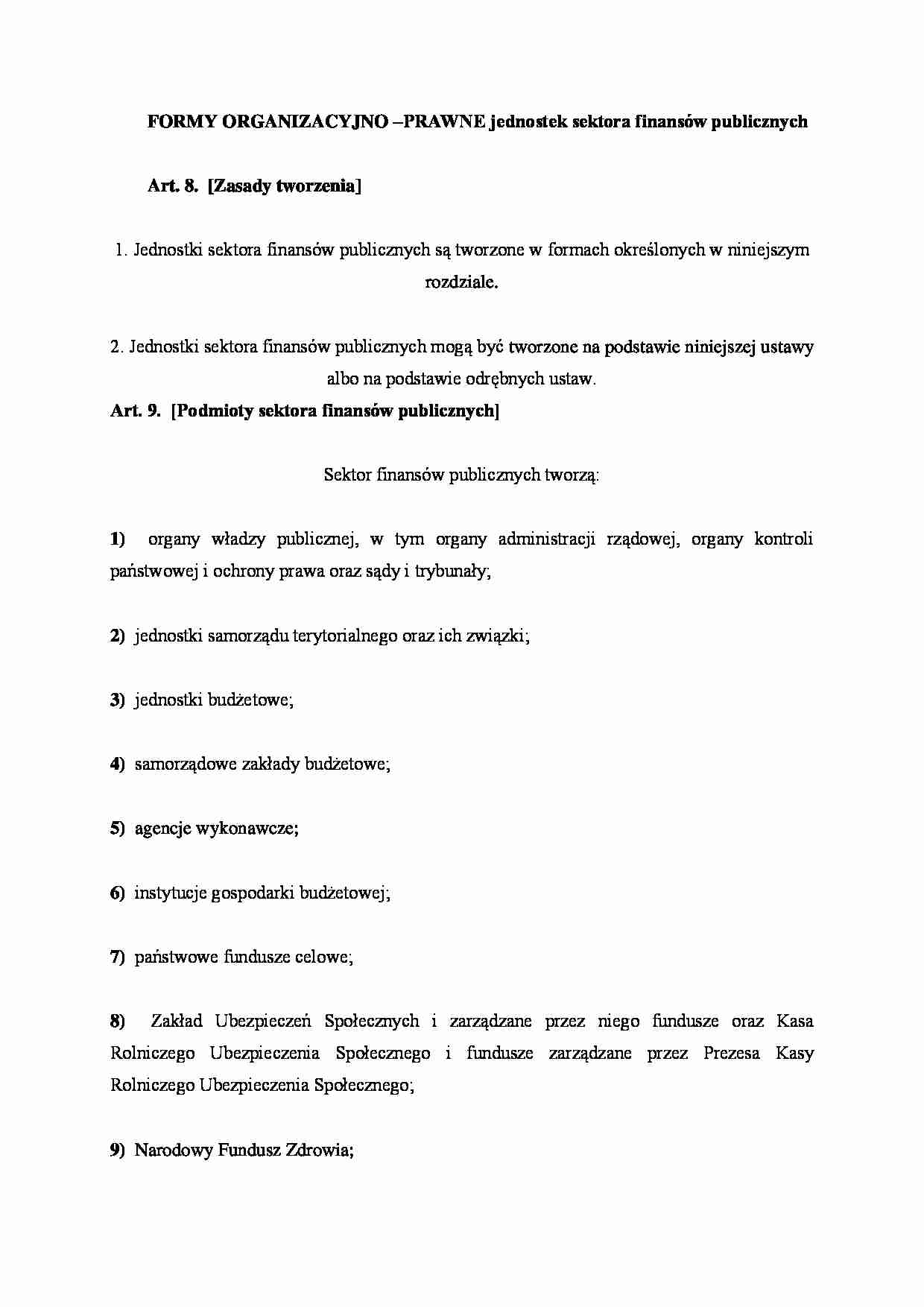 Jednostka budżetowa jako forma organizacyjno - prawna - strona 1