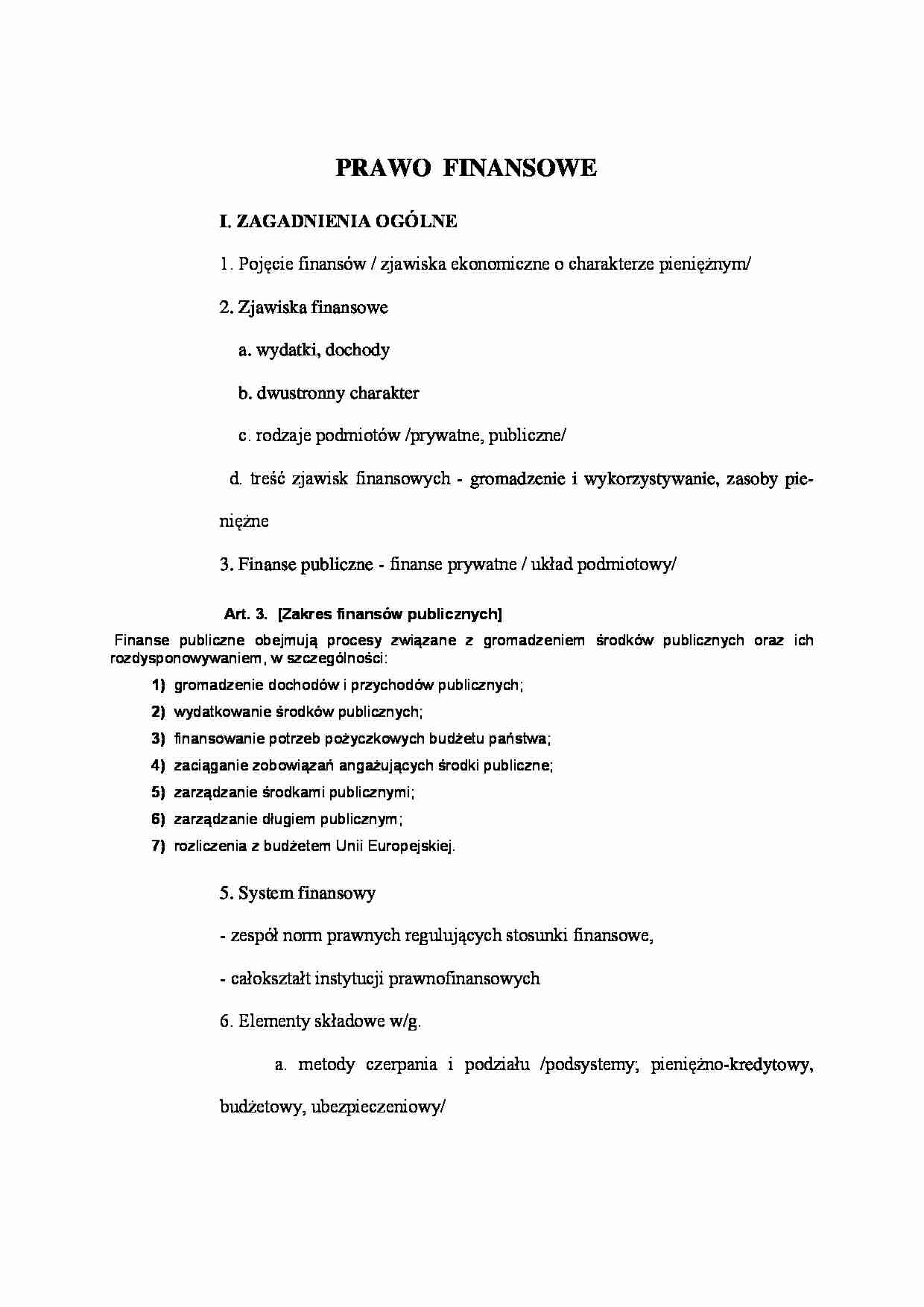 Prawo finansowe - zagadnienia ogólne - strona 1