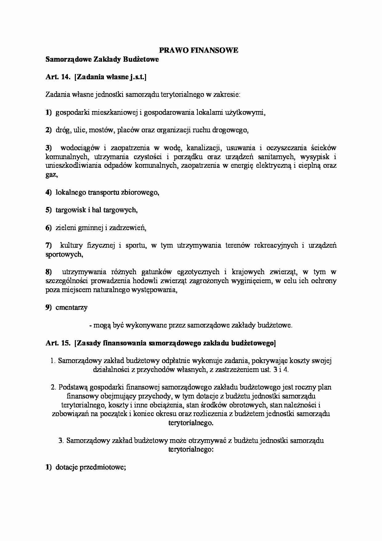 Samorządowe Zakłady Budżetowe - strona 1