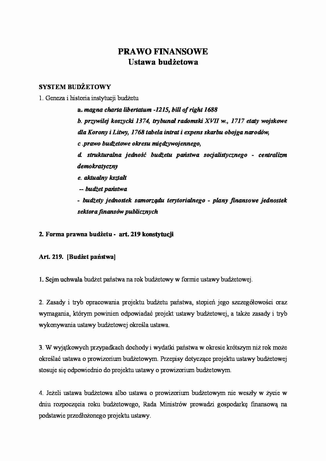 Ustawa budżetowa - system budżetowy - strona 1