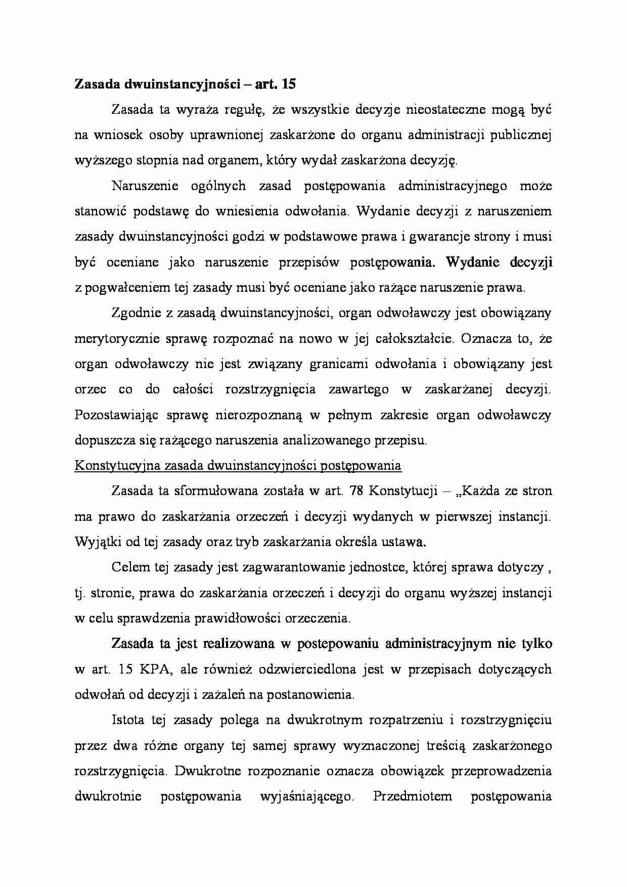 Zasada dwuinstancyjności organów administracji - strona 1