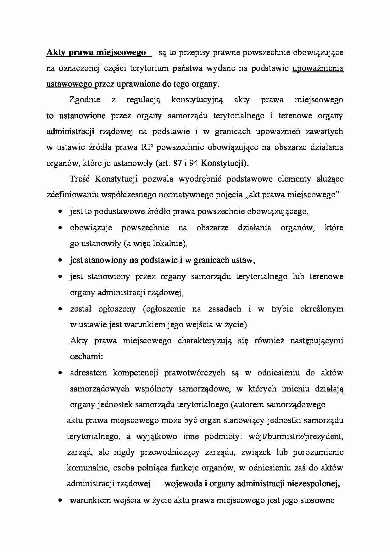 Akty prawa miejscowego - Akt prawny - strona 1