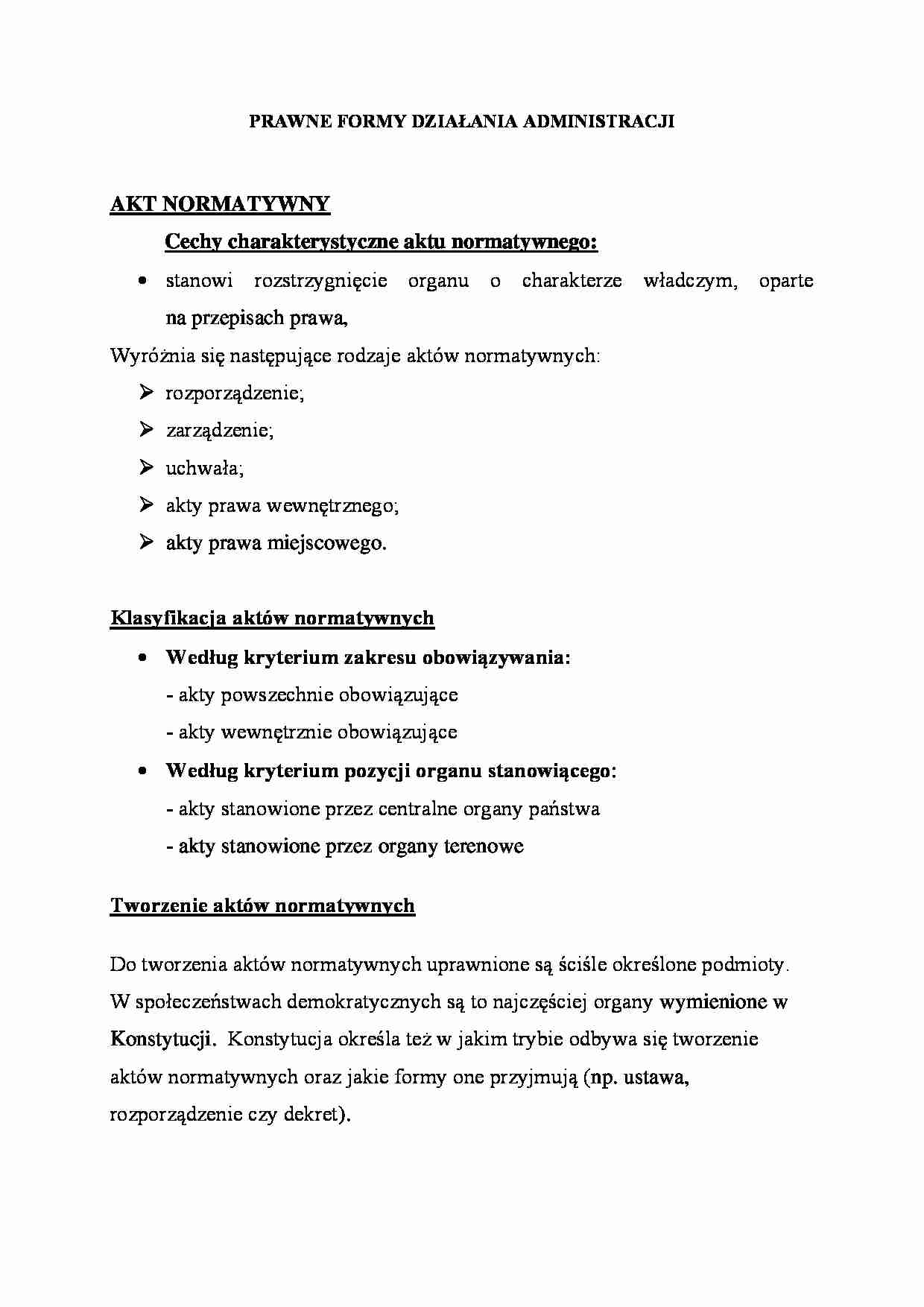 Budowa i cechy aktu normatywnego - strona 1