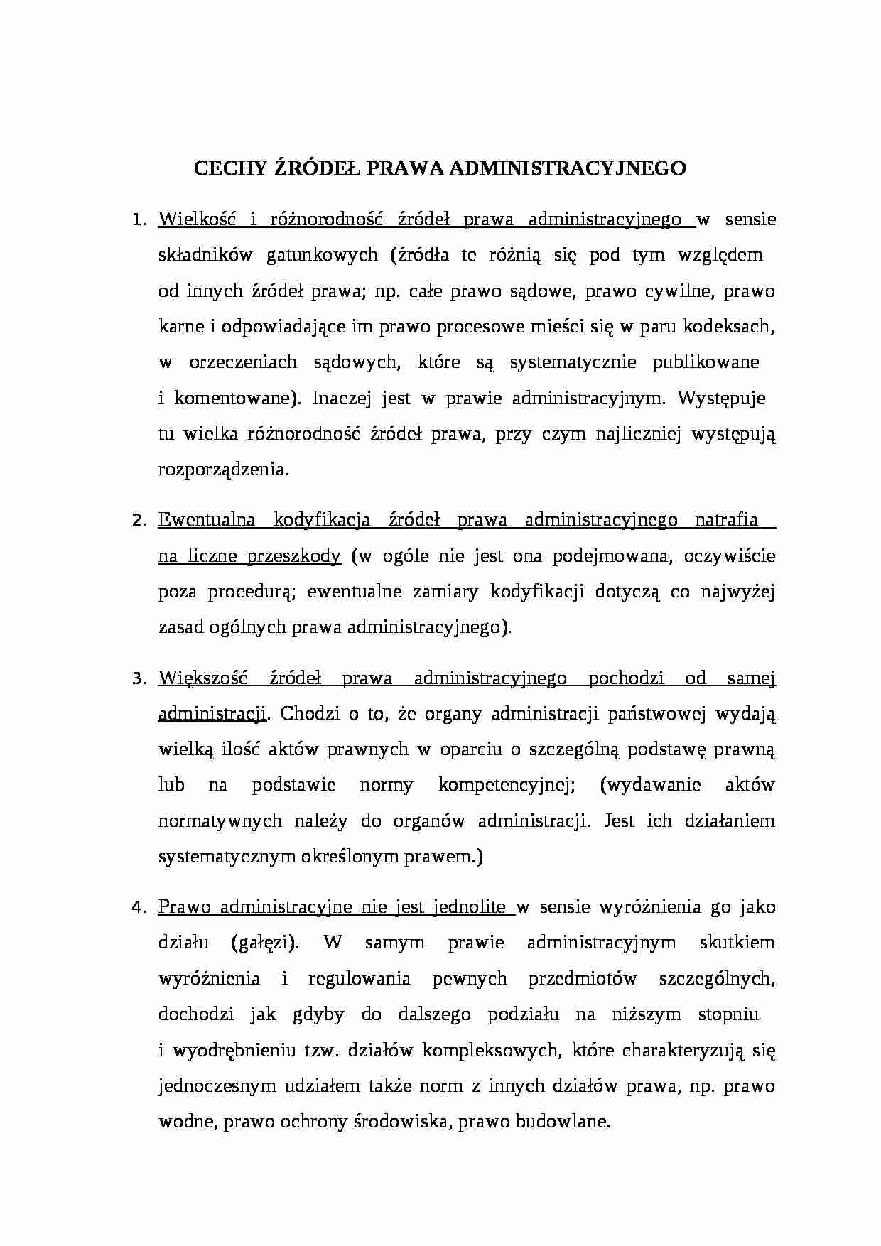 Cechy i rodzaje  źródeł prawa administracyjnego - strona 1