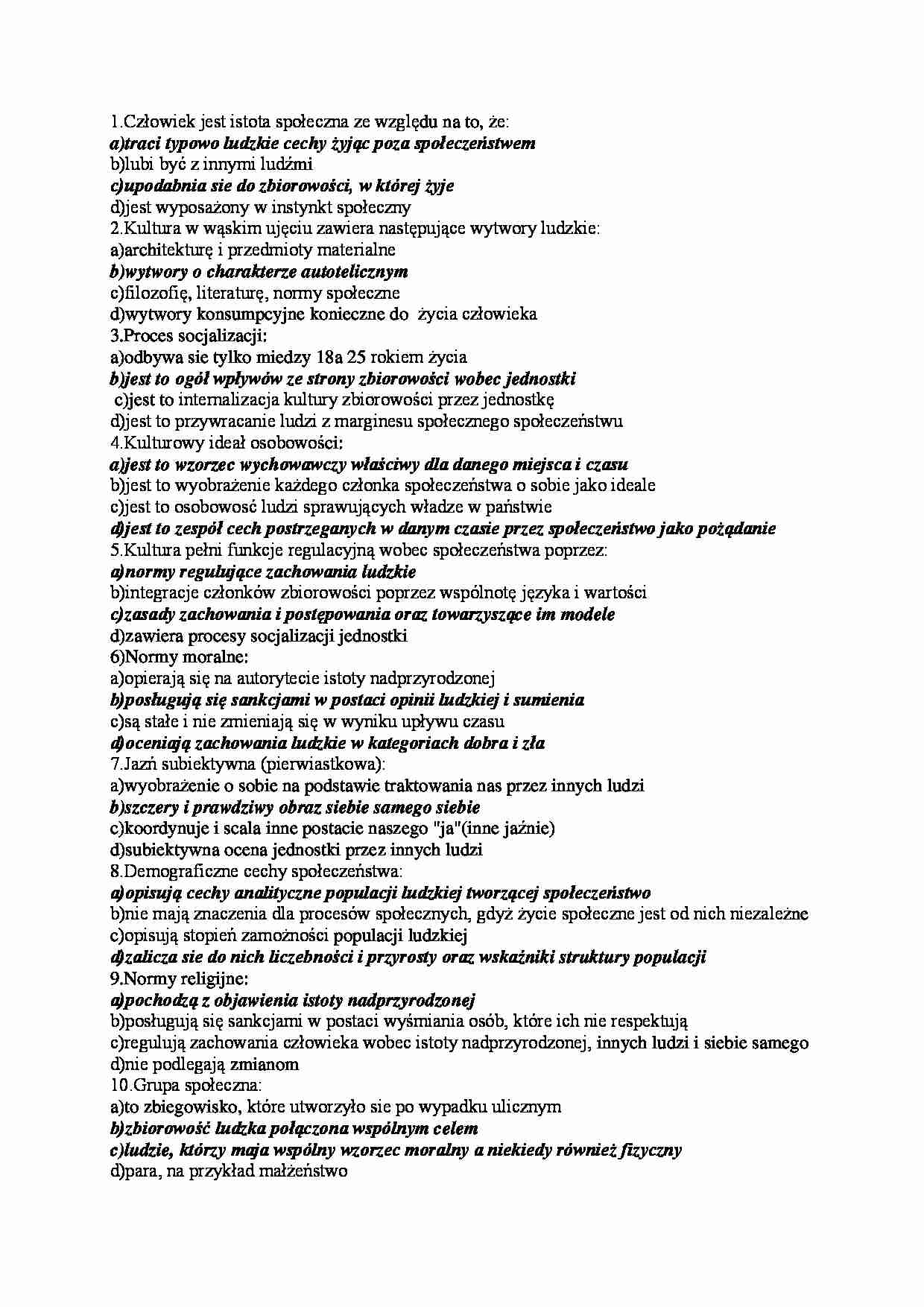 Socjologia - pytania i odpowiedzi - normy moralne - strona 1