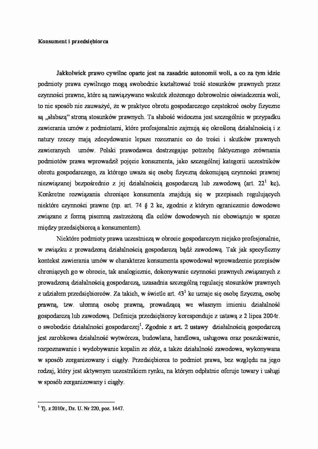  Konsument i przedsiębiorca  - strona 1