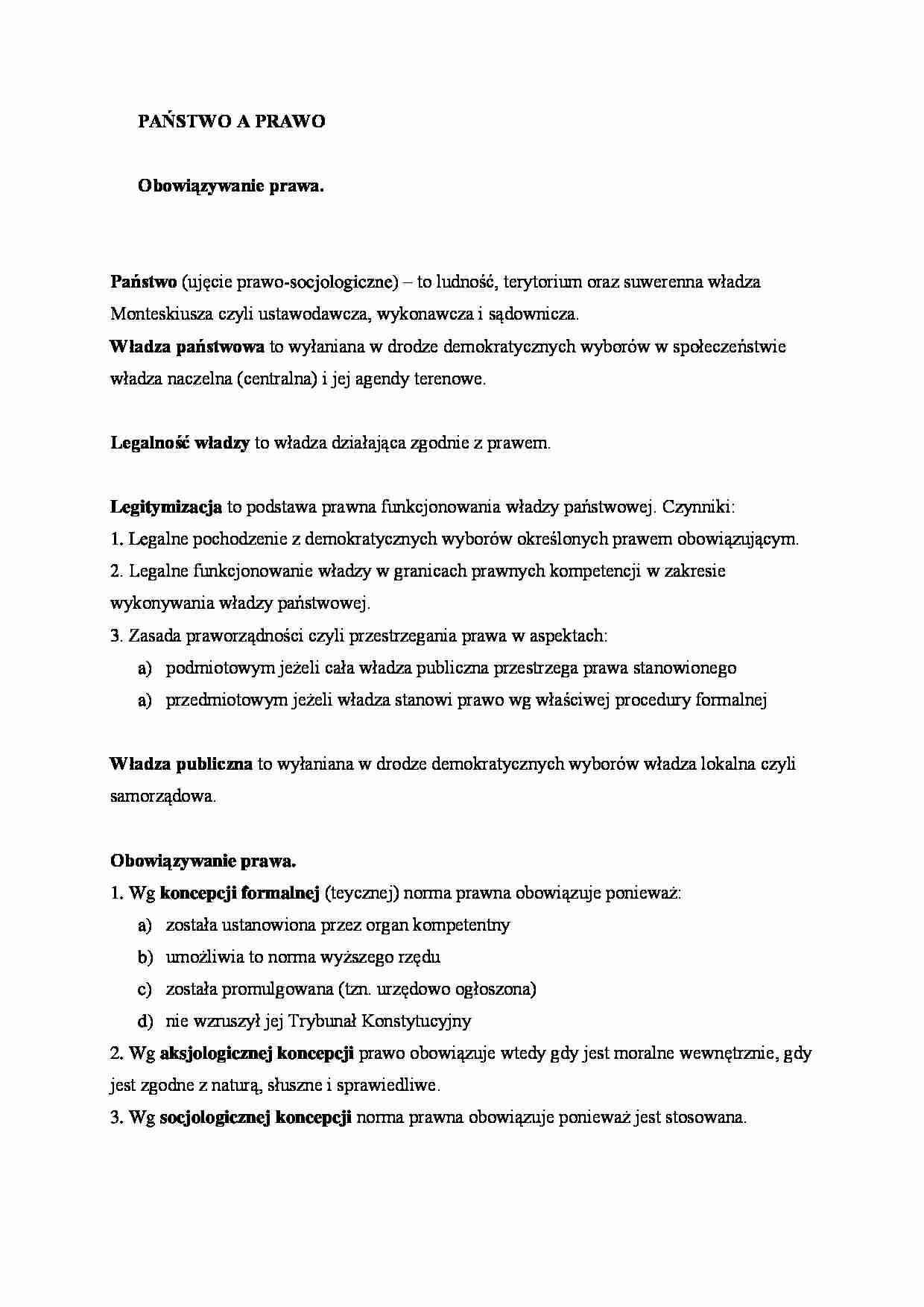 Państwo a prawo - obowiązywanie prawa - strona 1