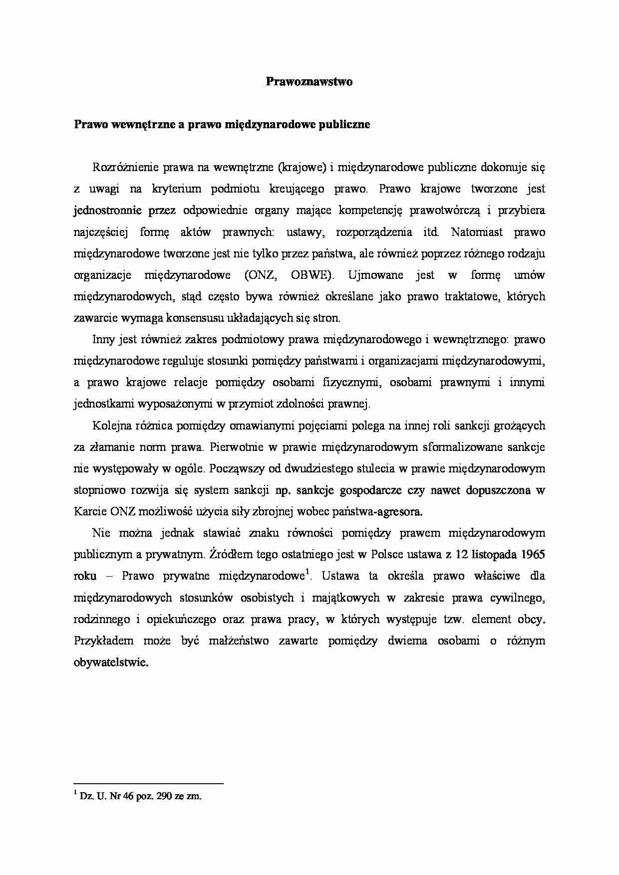 Prawo wewnętrzne a  międzynarodowe publiczne - strona 1
