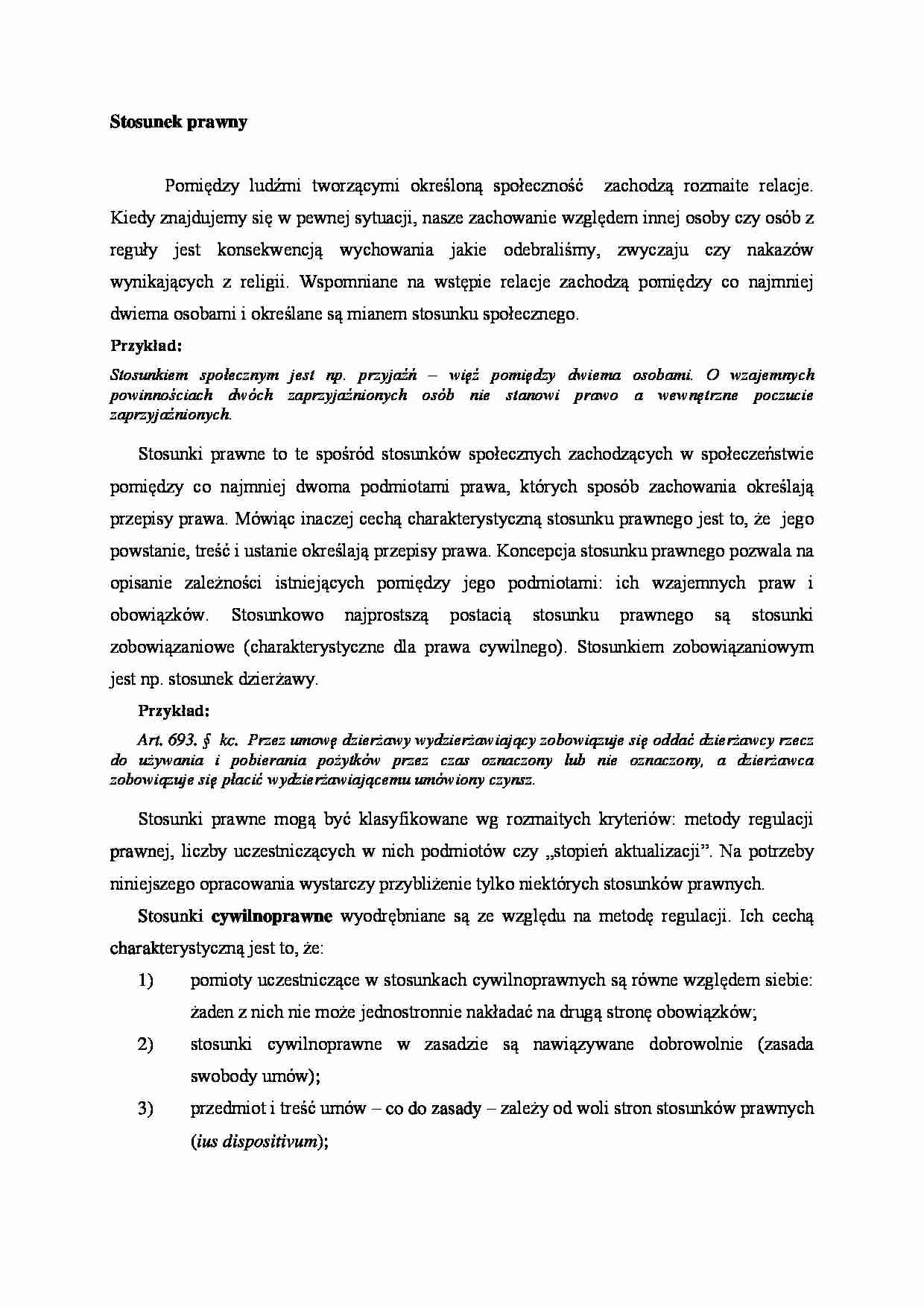 Stosunek prawny - omówienie zagadnienia - strona 1