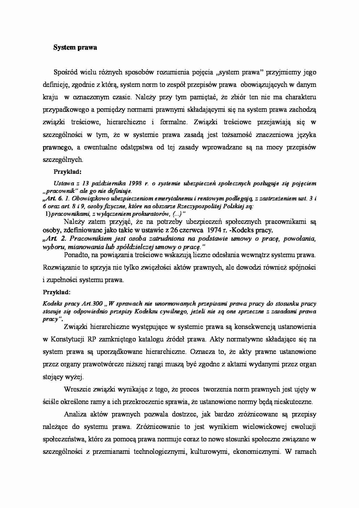 System prawa - omówienie zagadnienia - strona 1