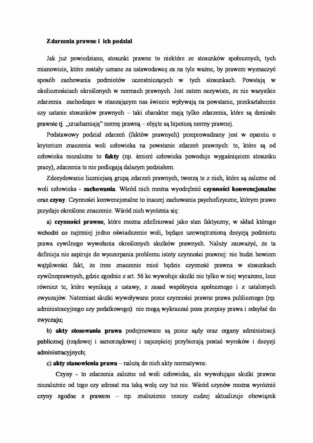 Zdarzenia prawne i ich podział - strona 1