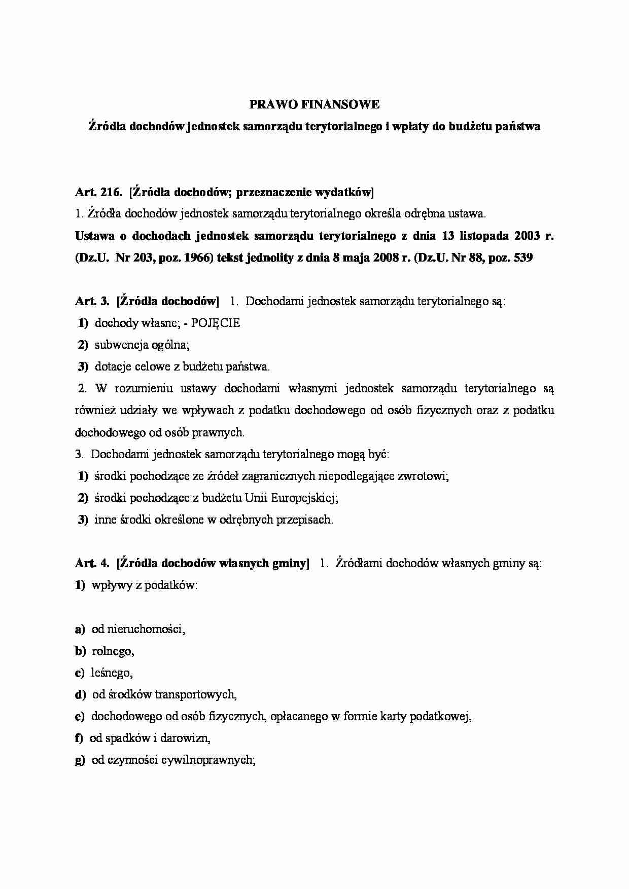 Źródła dochodów jednostek samorządu terytorialnego  - strona 1