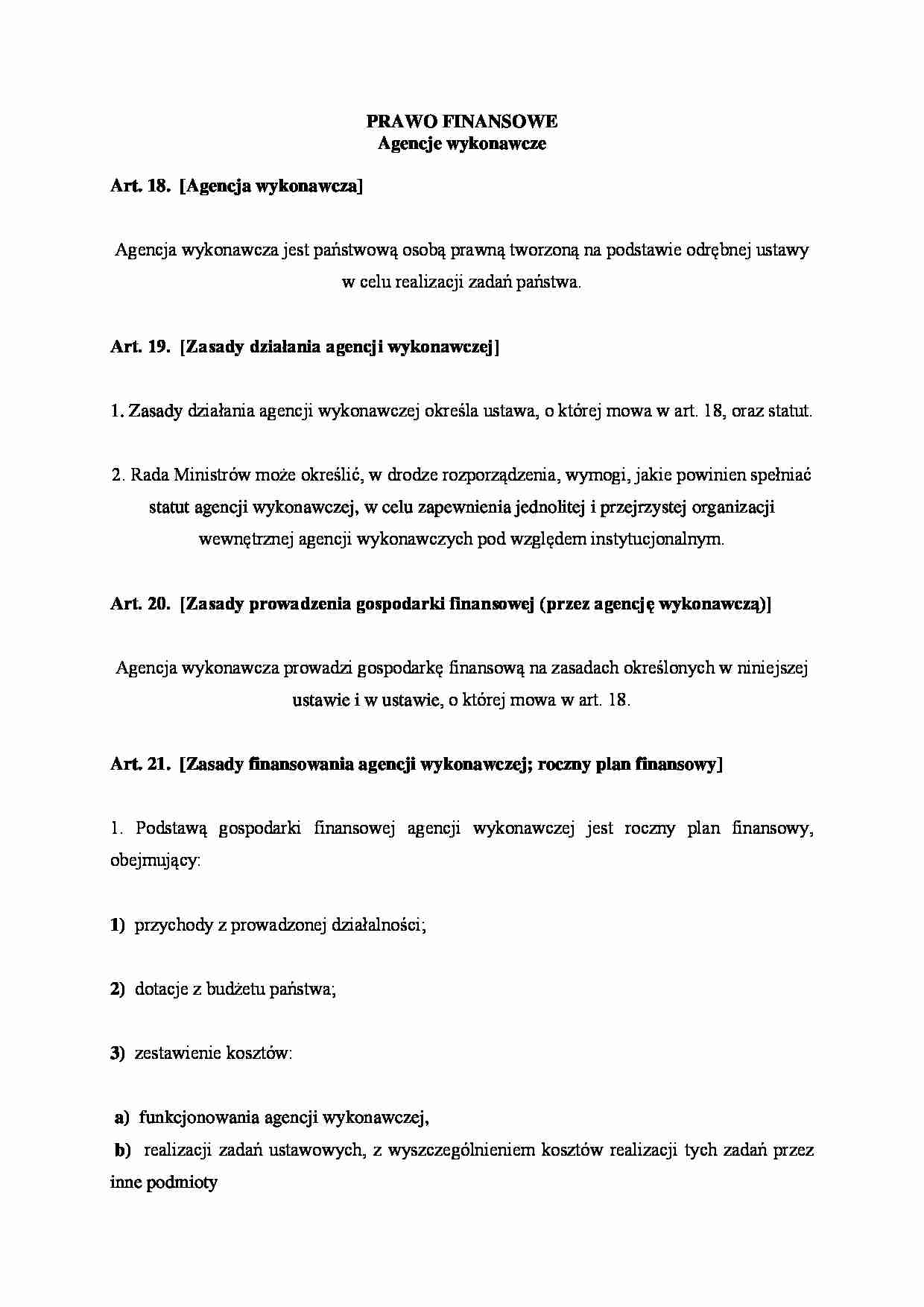 Agencje wykonawcze - omówienie zagadnienia - strona 1