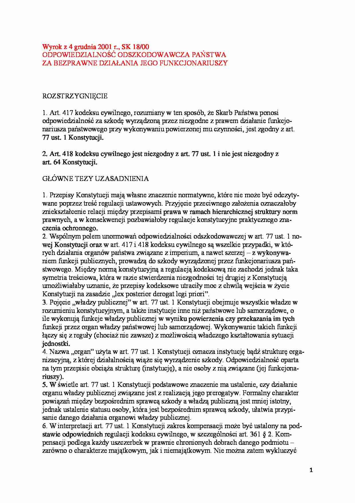 Odpowiedzialność odszkodowawcza państwa - strona 1