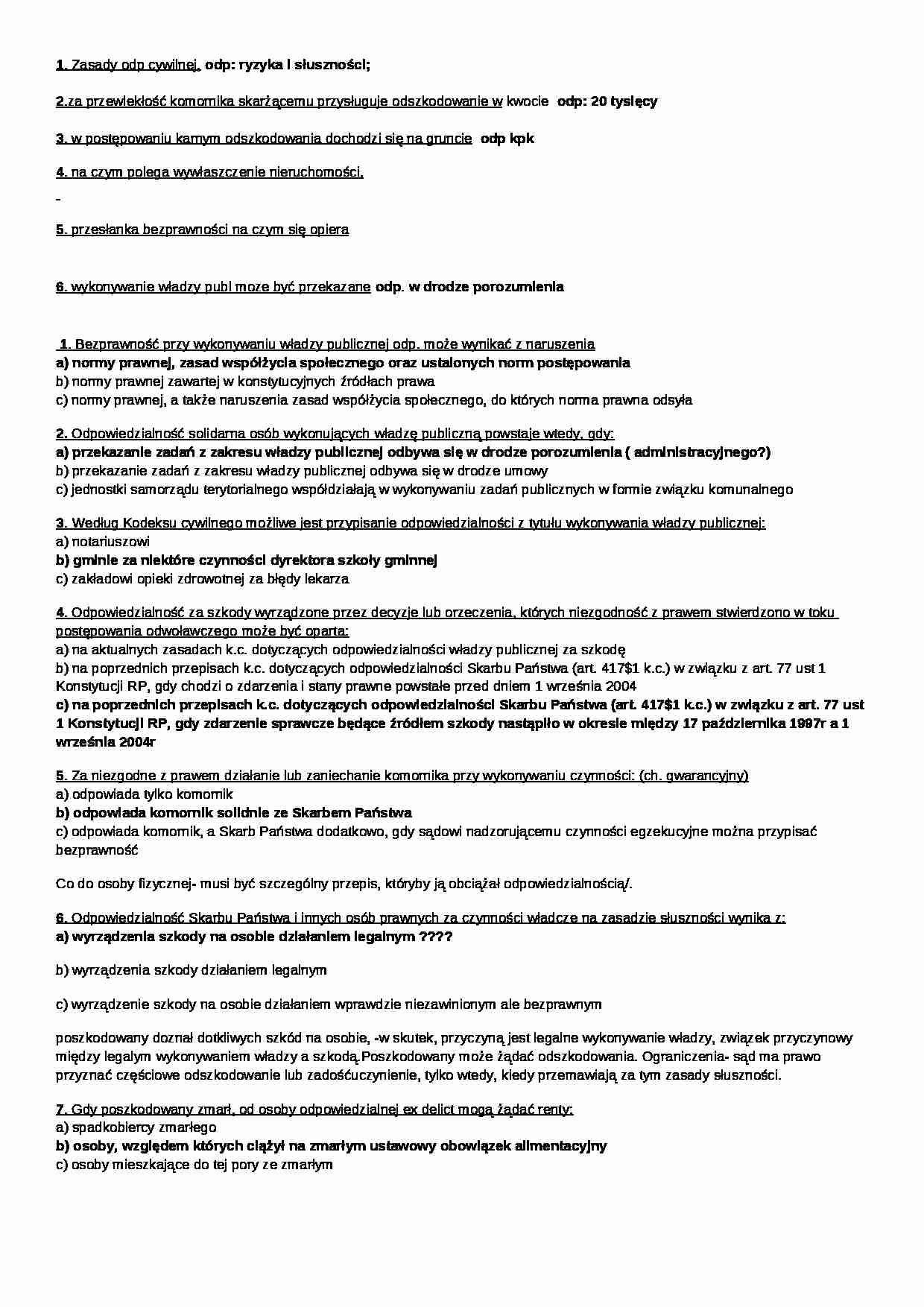 Odpowiedzialność odszkodowawcza - testy - strona 1