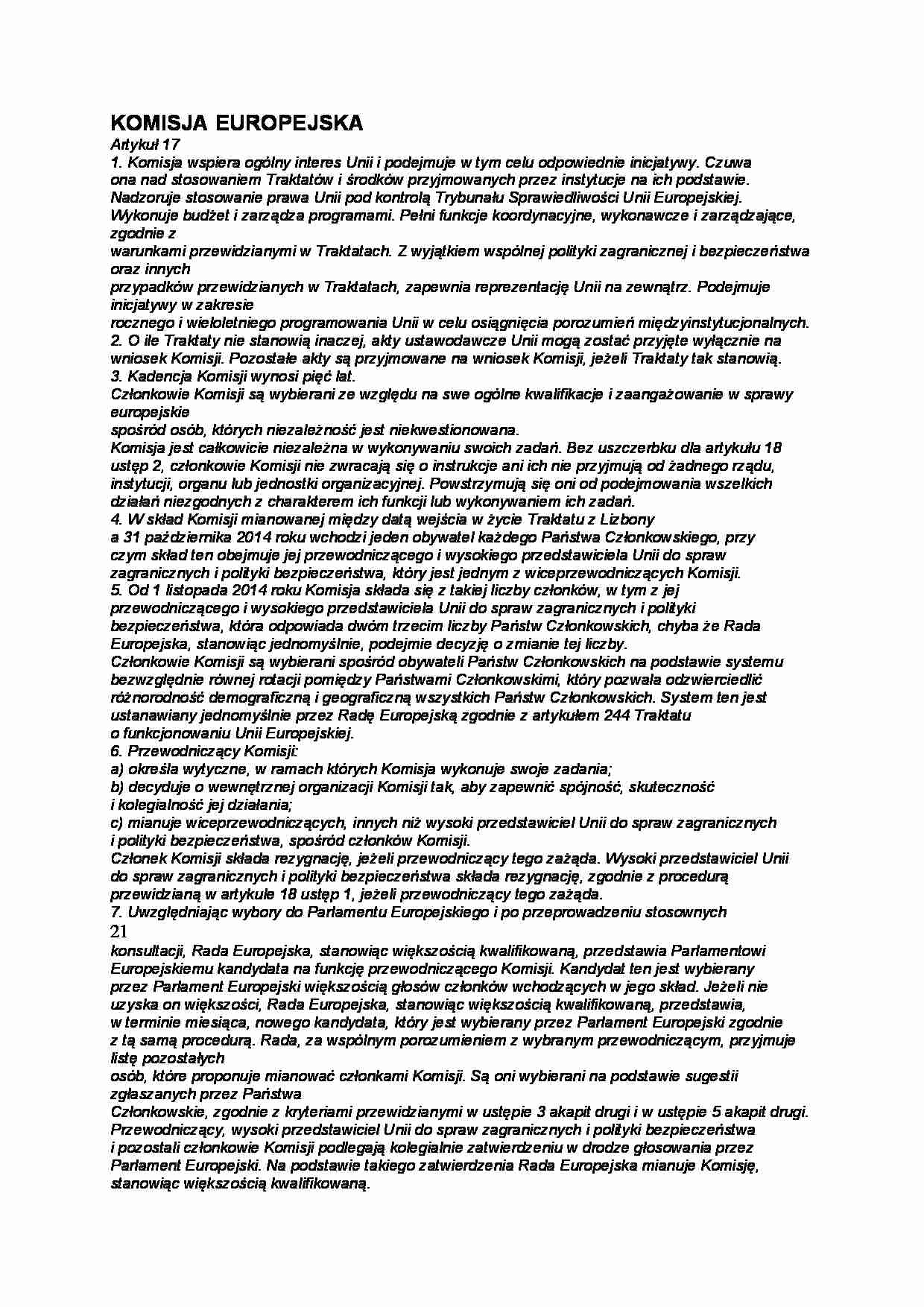 Komisja Europejska - szczegółowy opis - strona 1