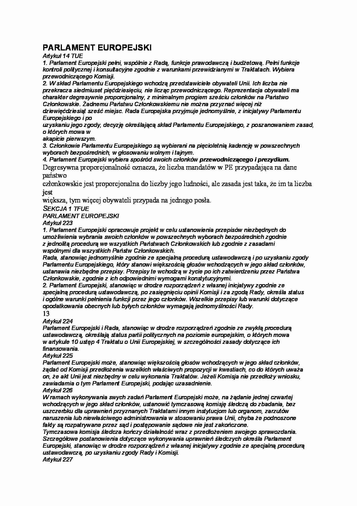 Parlament Europejski - opracowanie - strona 1