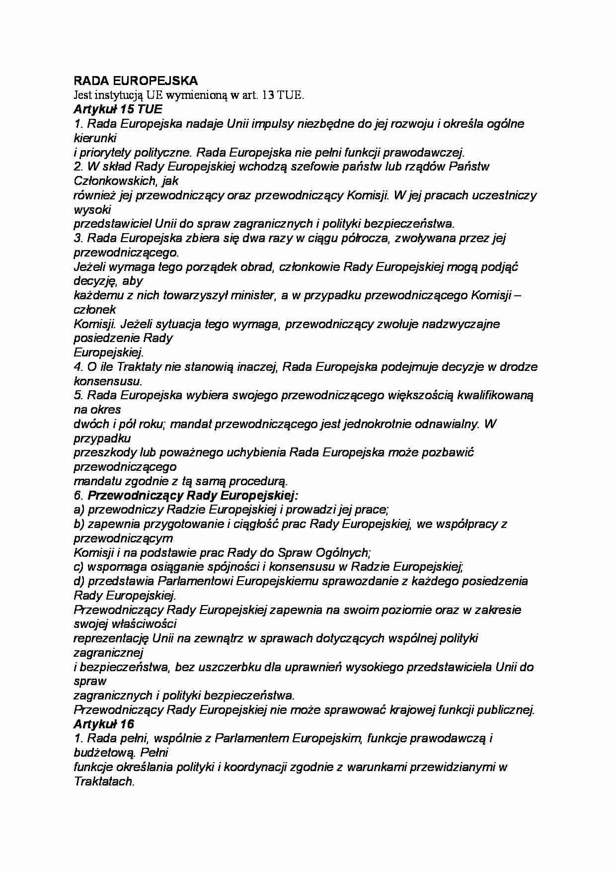 Rada Europejska - opracowanie - strona 1