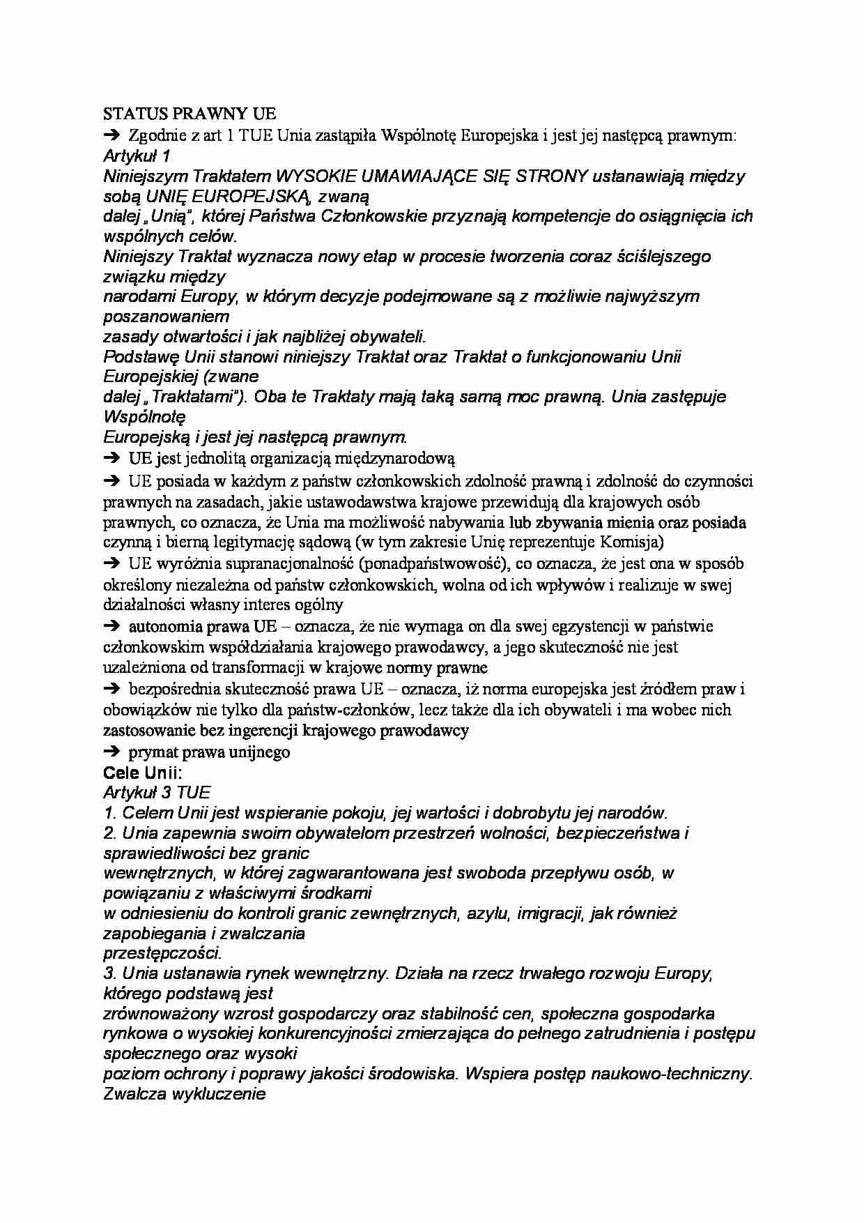 Status prawny Unii Europejskiej - strona 1